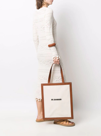 Jil Sander + logo leather-trim tote outlook