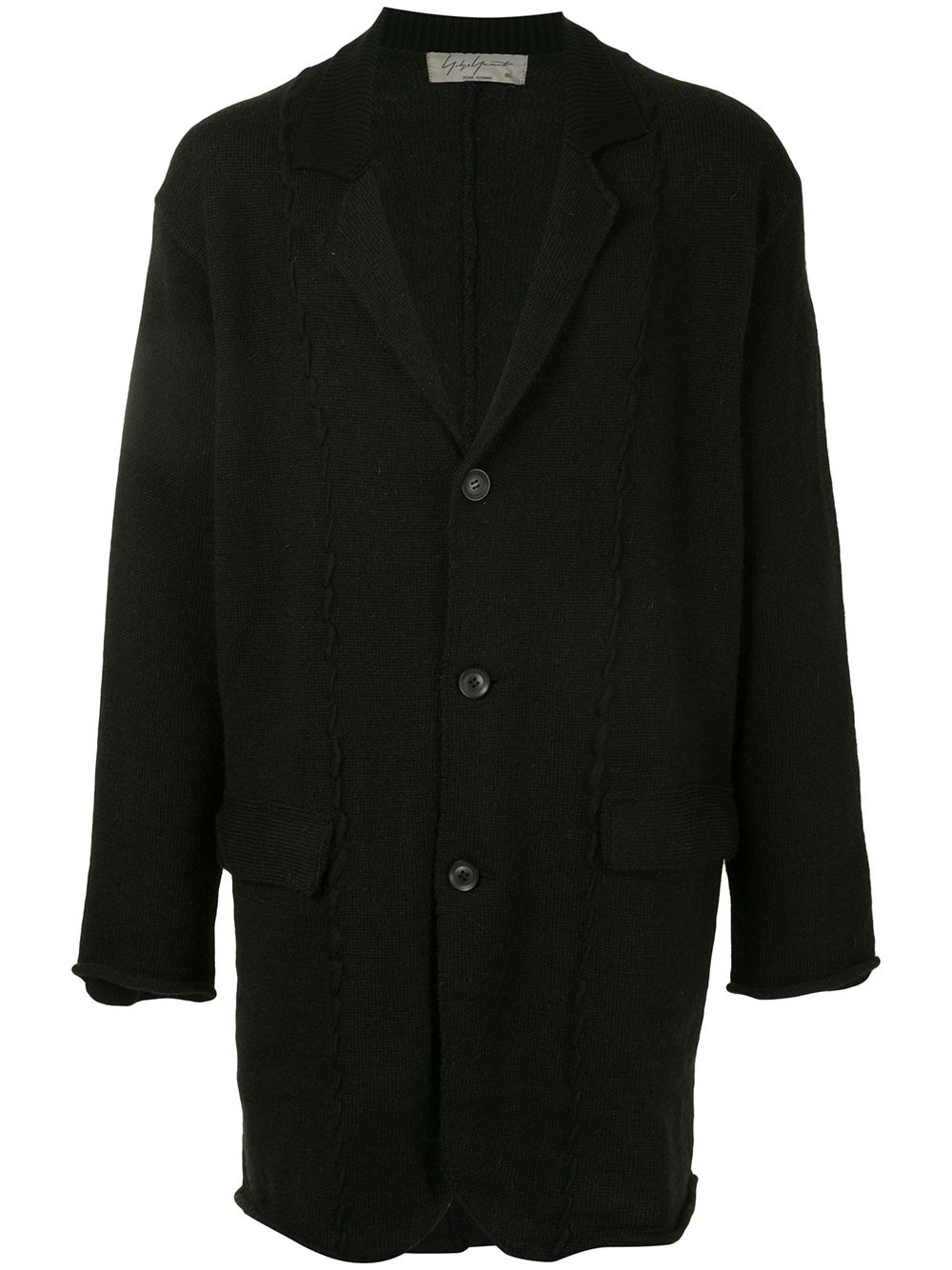 notche-lapel knitted jacket - 1