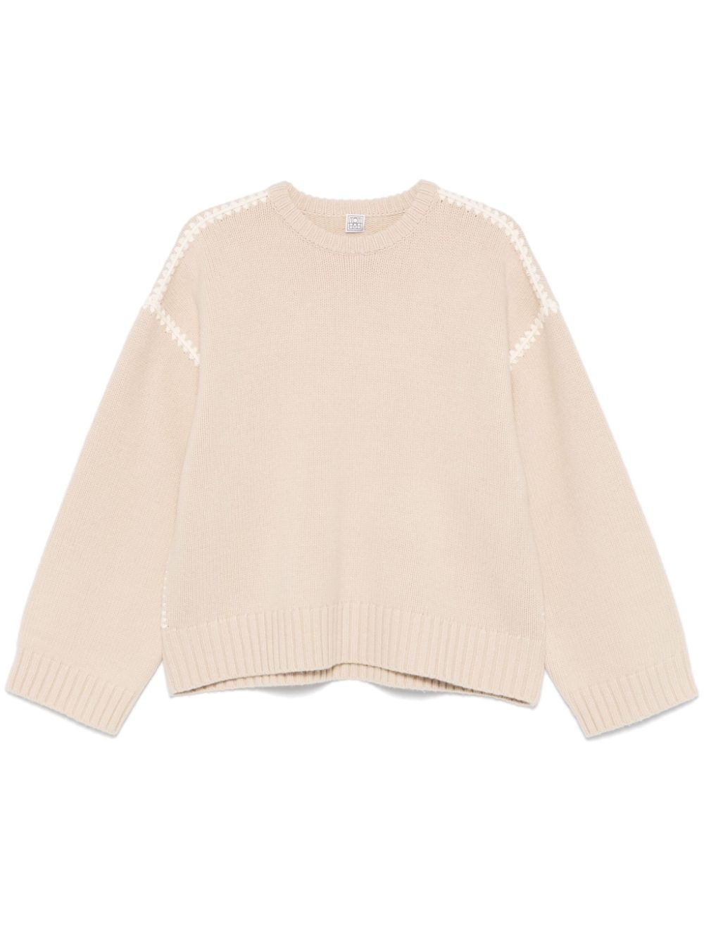embroidered-trim sweater - 1