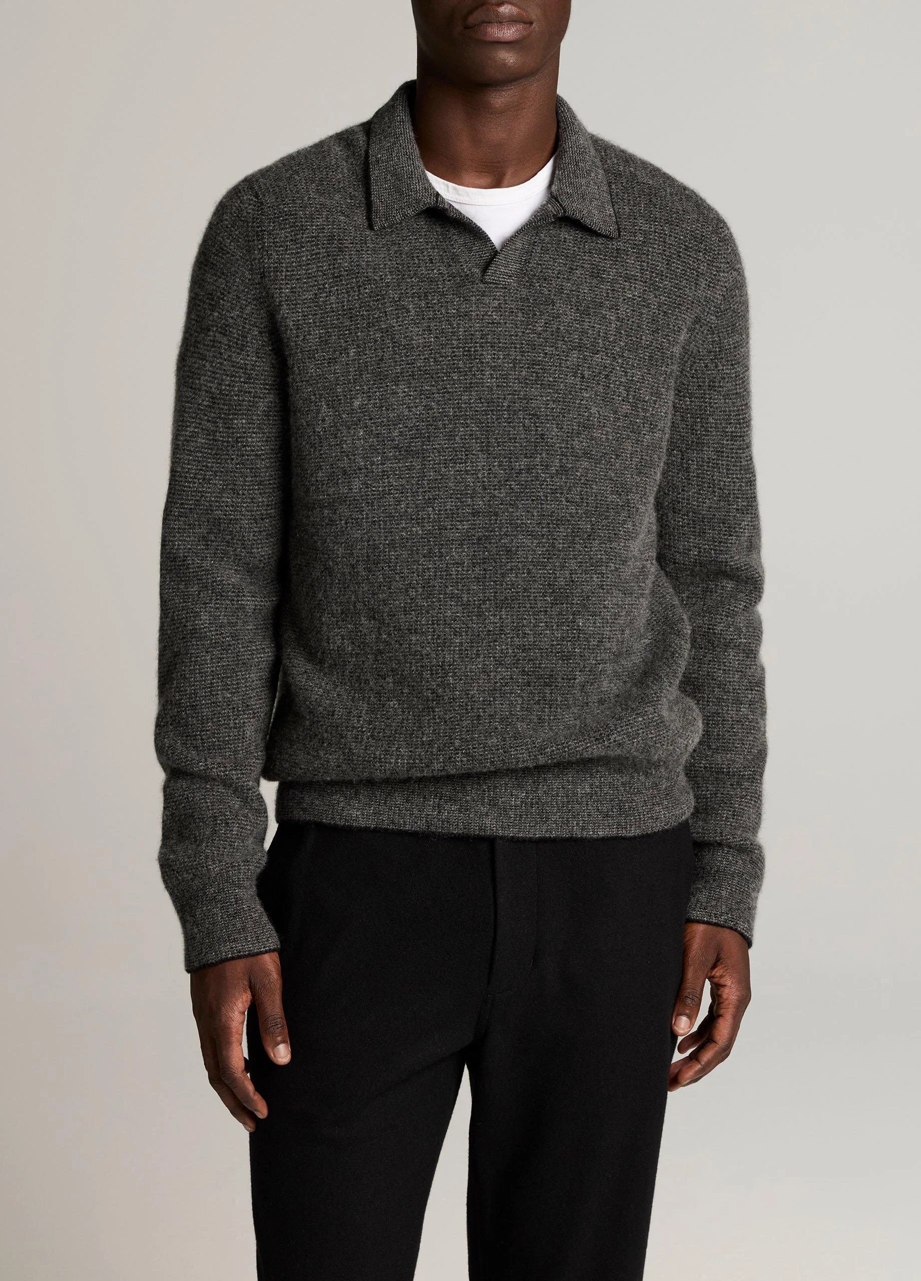 Plush Cashmere Thermal Johnny-Collar Sweater - 1