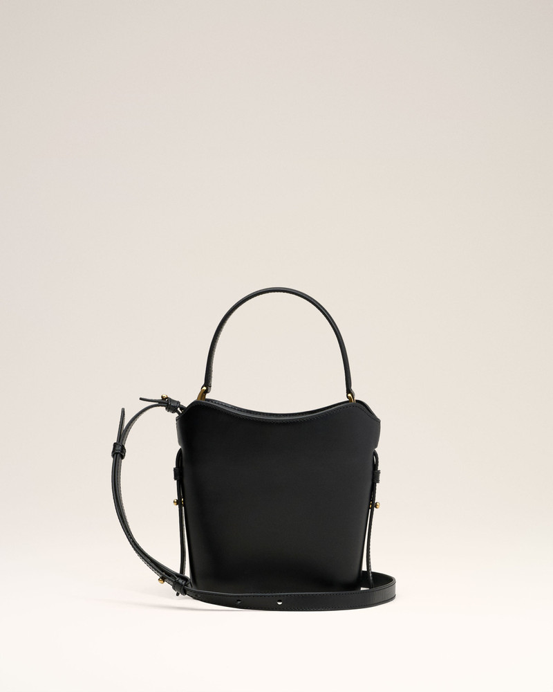 BLACK LEATHER MINI PARIS PARIS BUCKET BAG 4