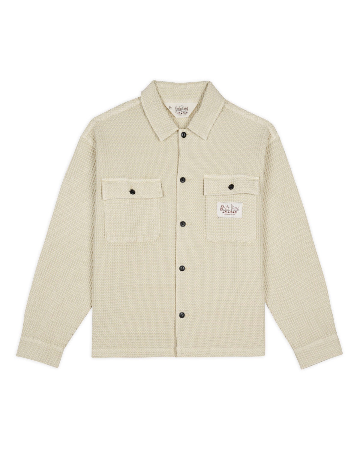 Waffle Button Front Shirt - Tan - 1
