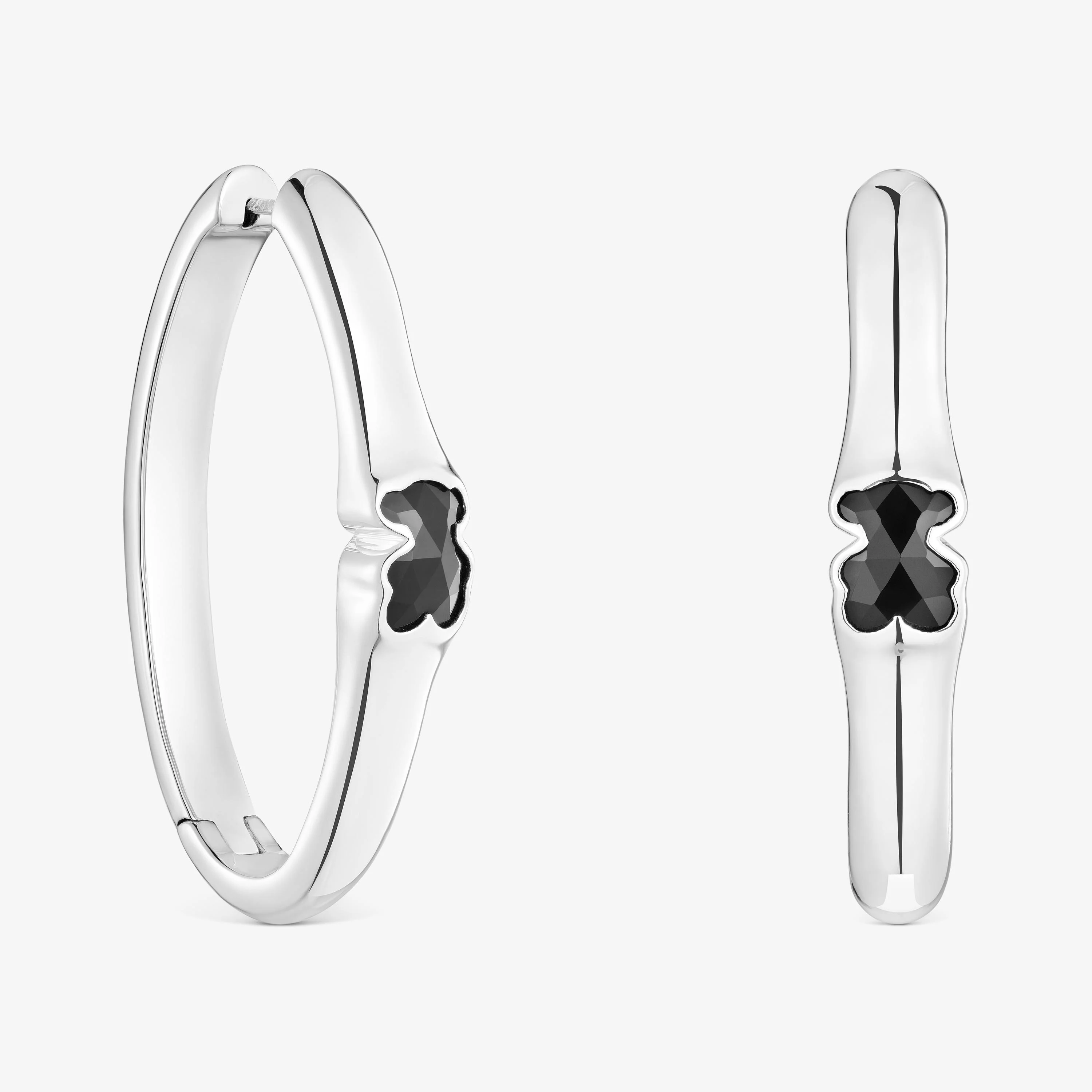 38 mm silver Hoop earrings with onyx bear motif TOUS Icon Color - 1