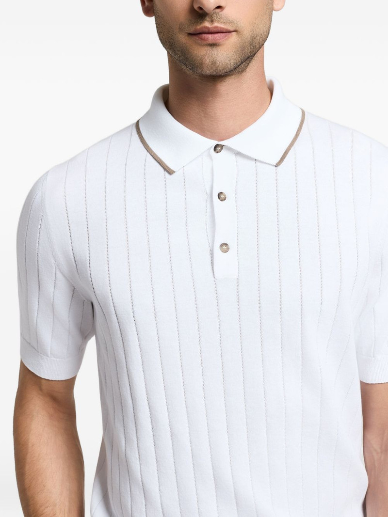 ribbed-knit short-sleeve polo shirt 3