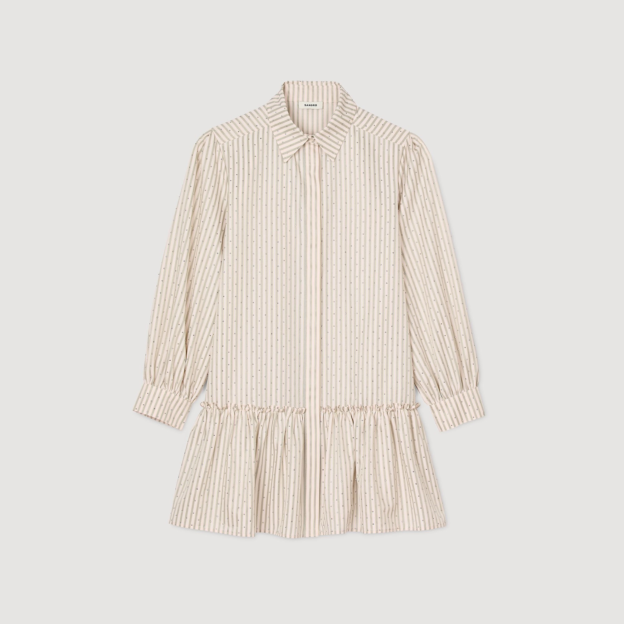 RHINESTONE STRIPED SHIRT DRESS - 6