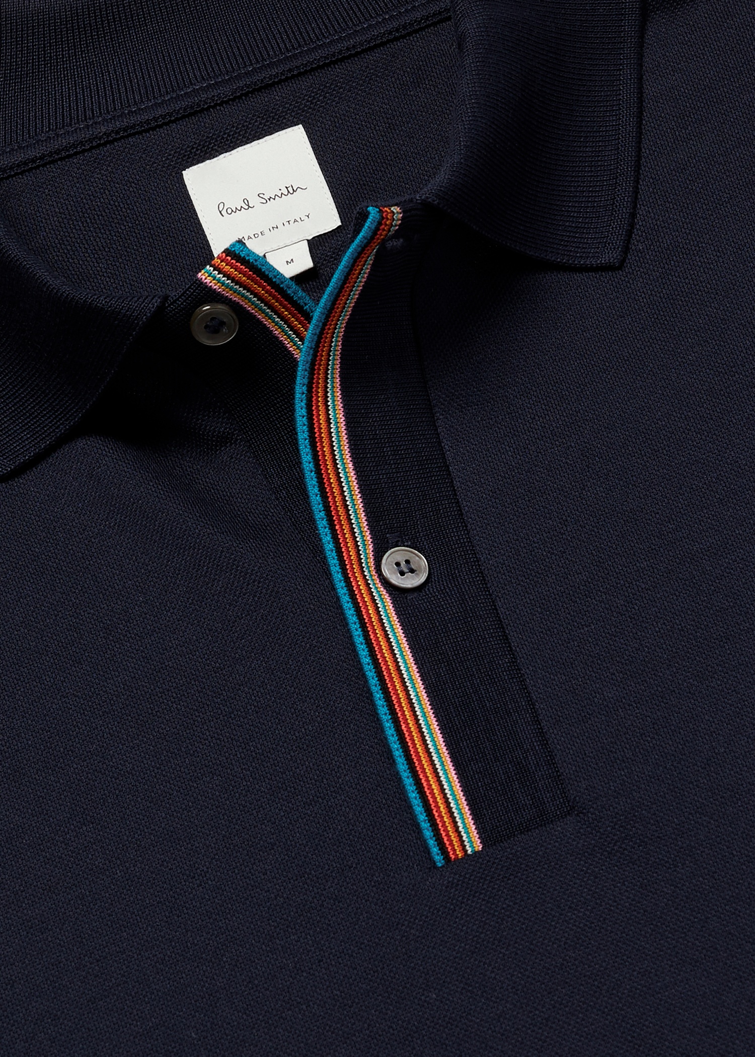 Dark Navy 'Signature Stripe' Trim Polo Shirt - 2