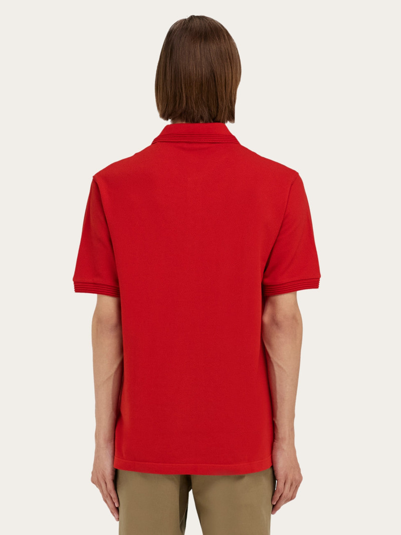 Cotton polo shirt with double embroidery 3