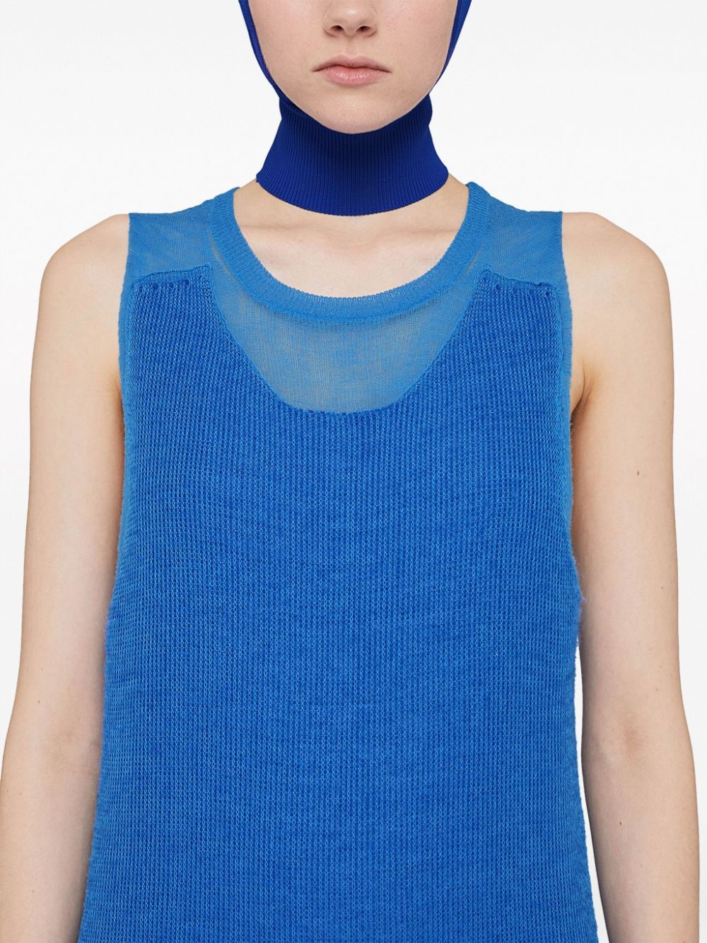 semi-sheer knit long dress - 5