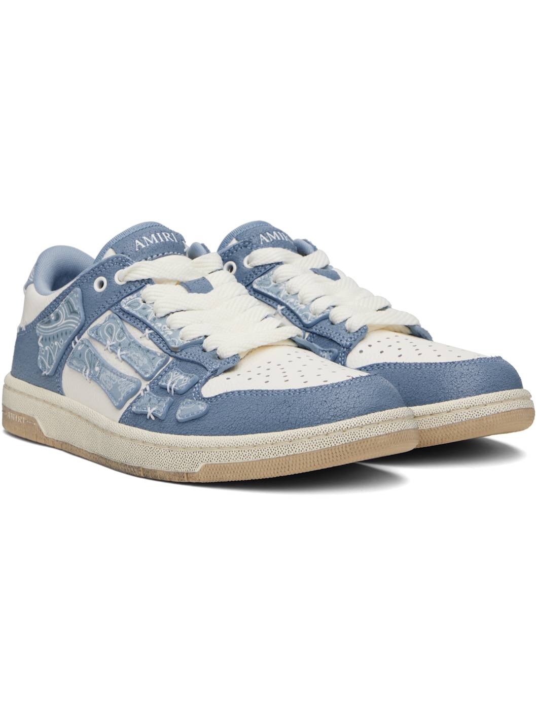 Blue & White Bandana Skel Top Low Sneakers - 4