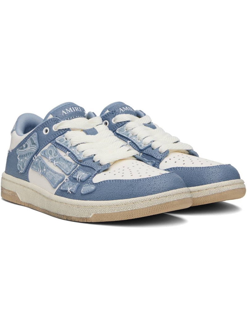 Blue & White Bandana Skel Top Low Sneakers 4