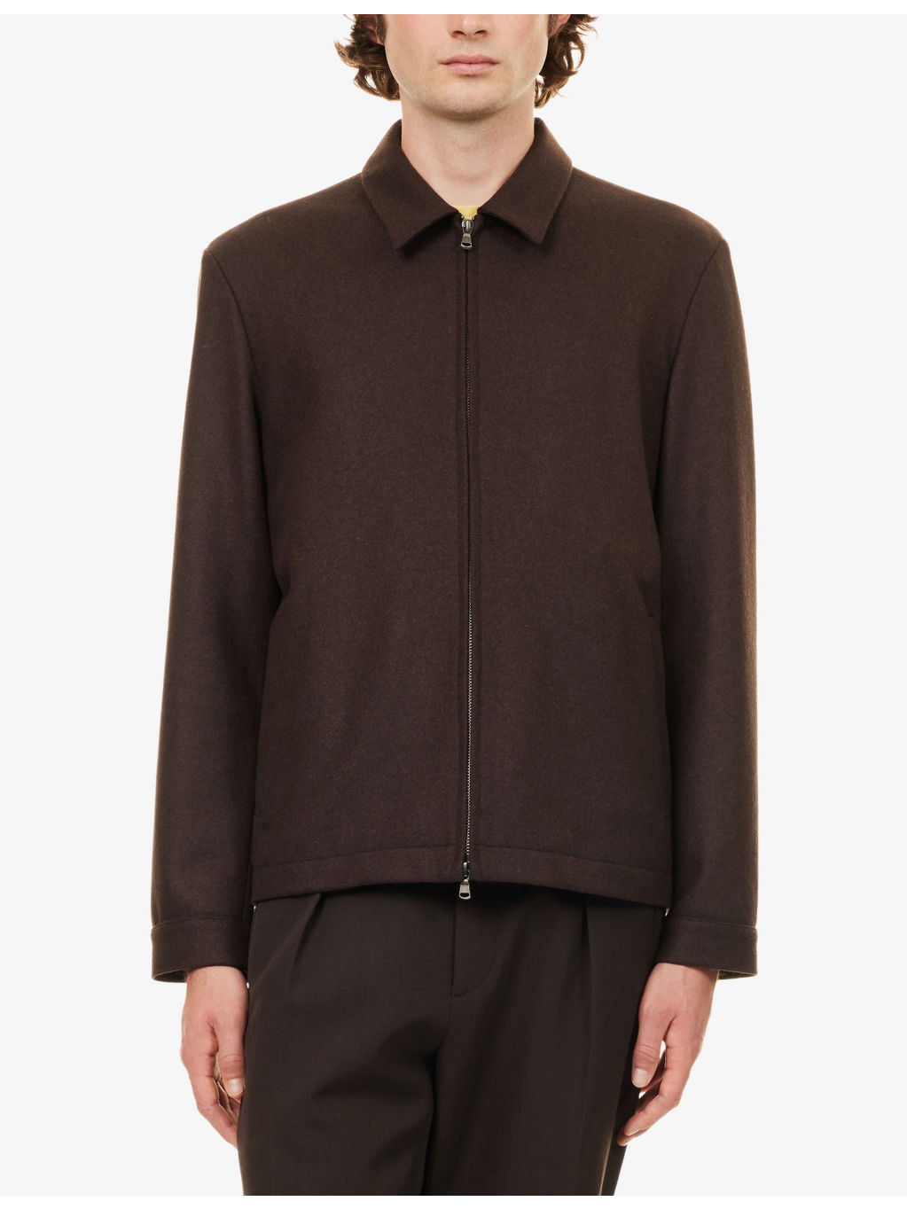 Boiled Pointed-Collar Wool Harrington Jacket - 3