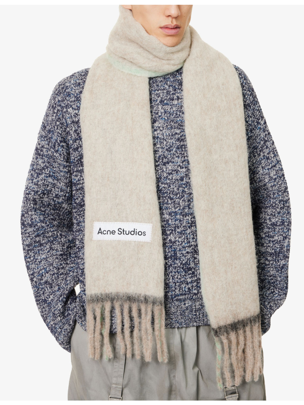 Vally brand-patch wool-blend scarf - 2