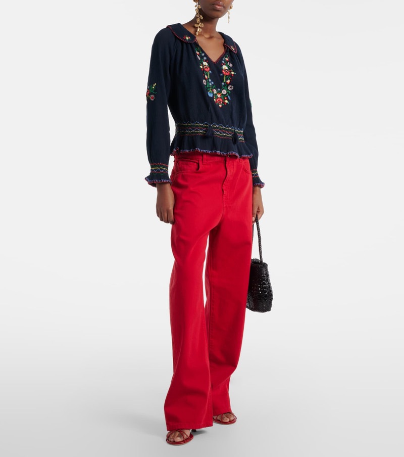 RIXO Sofira embroidered cotton top outlook