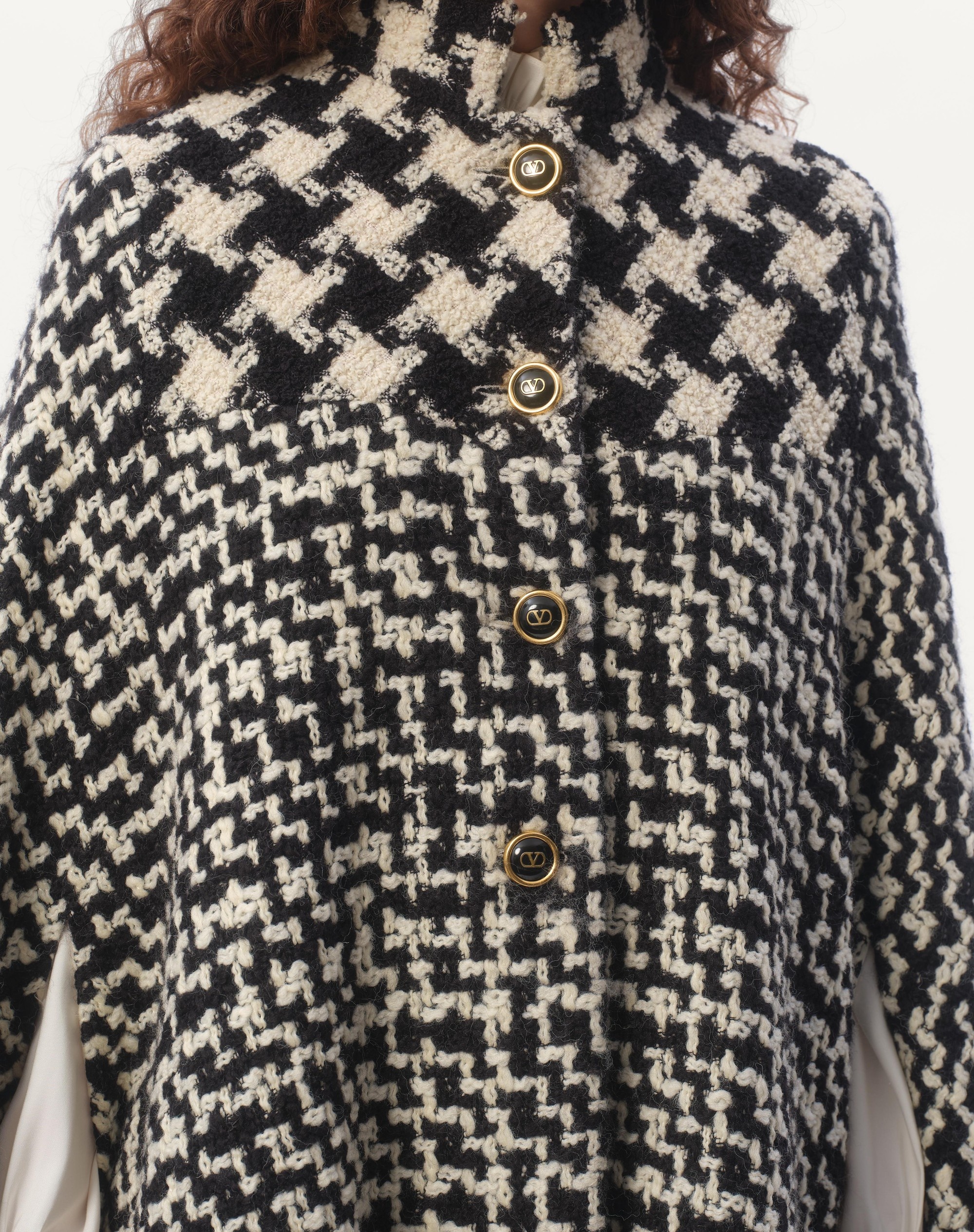 GEOMETRIC TWEED CAPE - 5