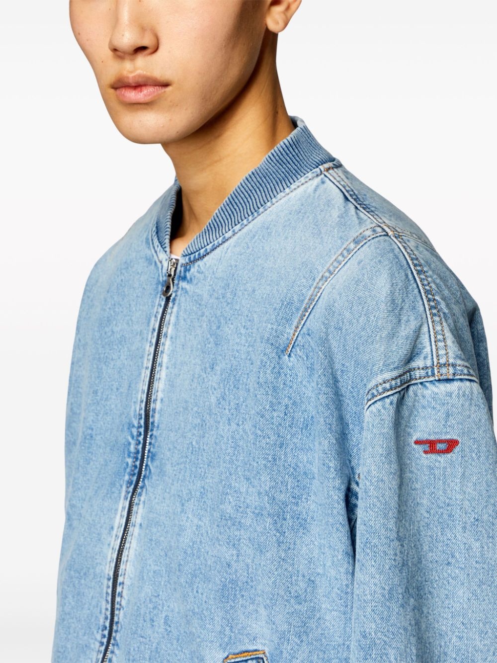 logo-embroidery denim jacket - 5
