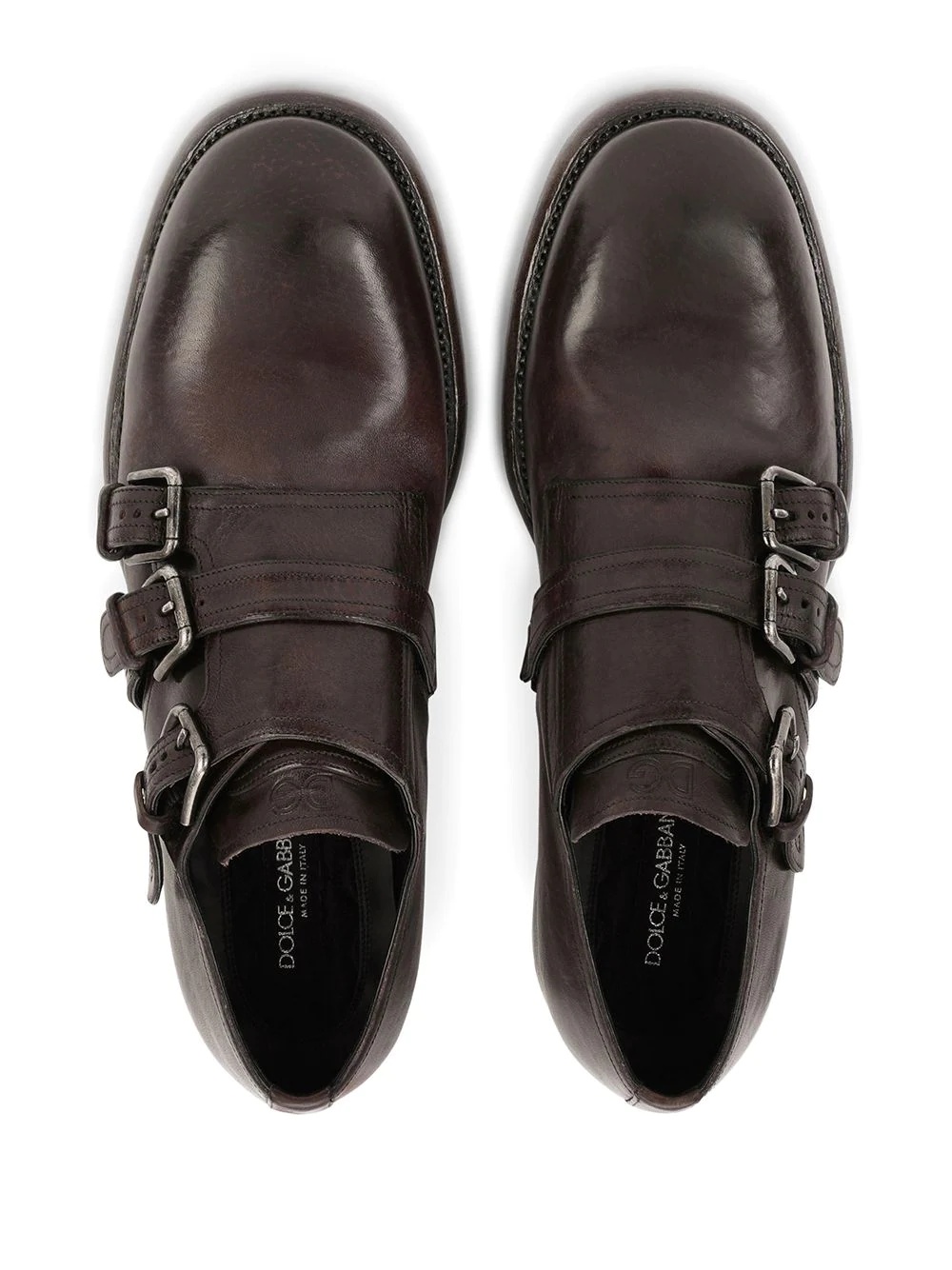 distressed-effect monk strap shoes - 4