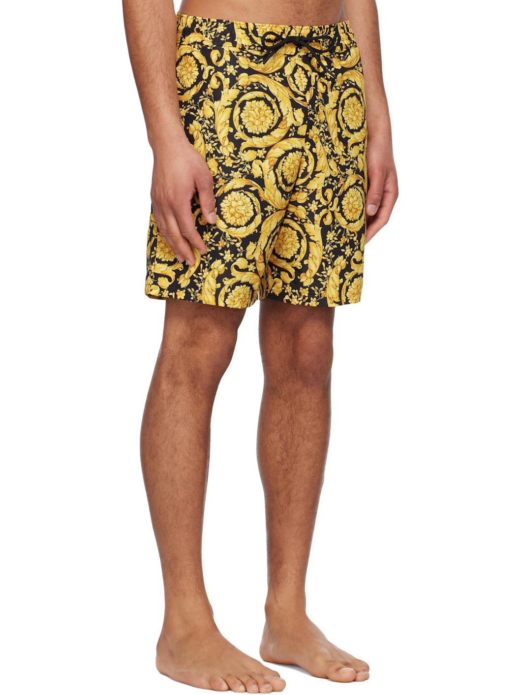 Yellow & Black Barocco Swim Shorts - 2