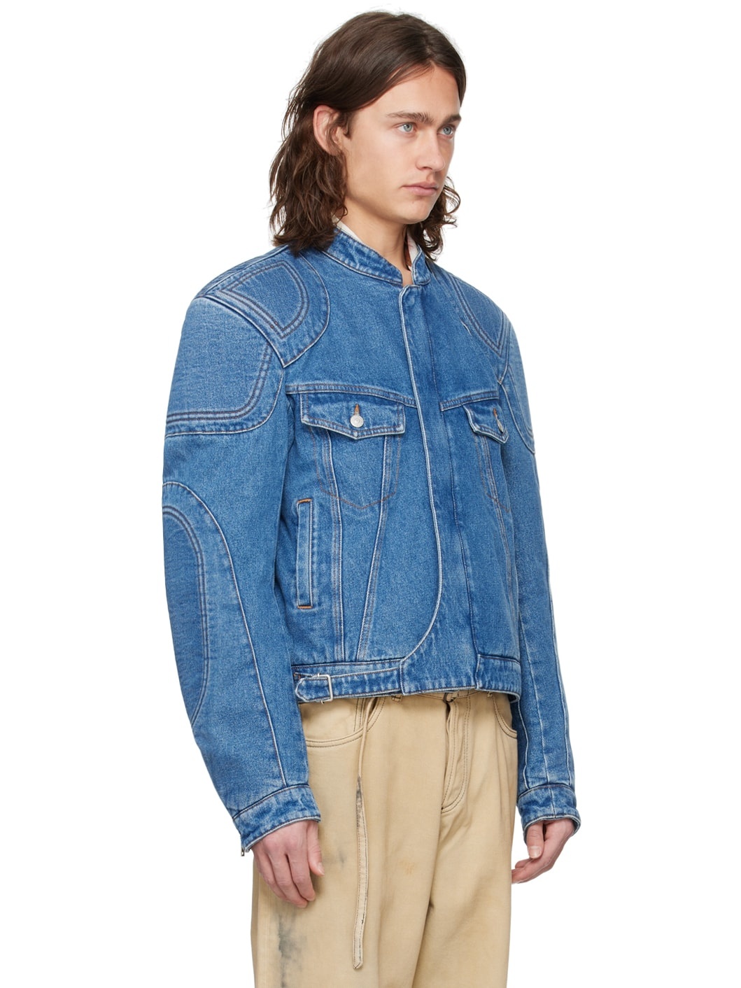 Blue Biker Denim Jacket - 2