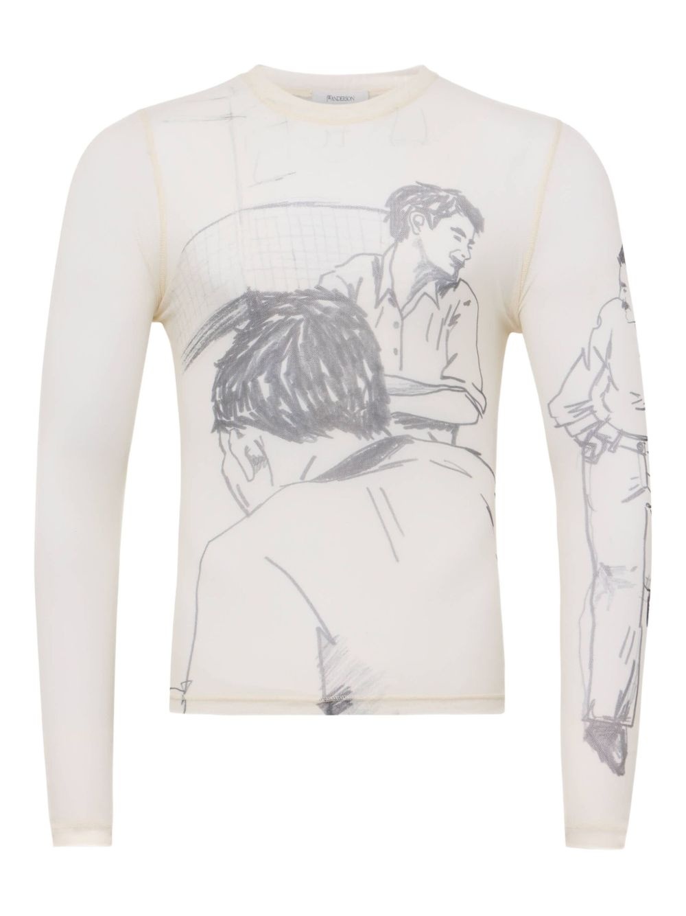 sketch-mesh long-sleeve T-shirt - 1