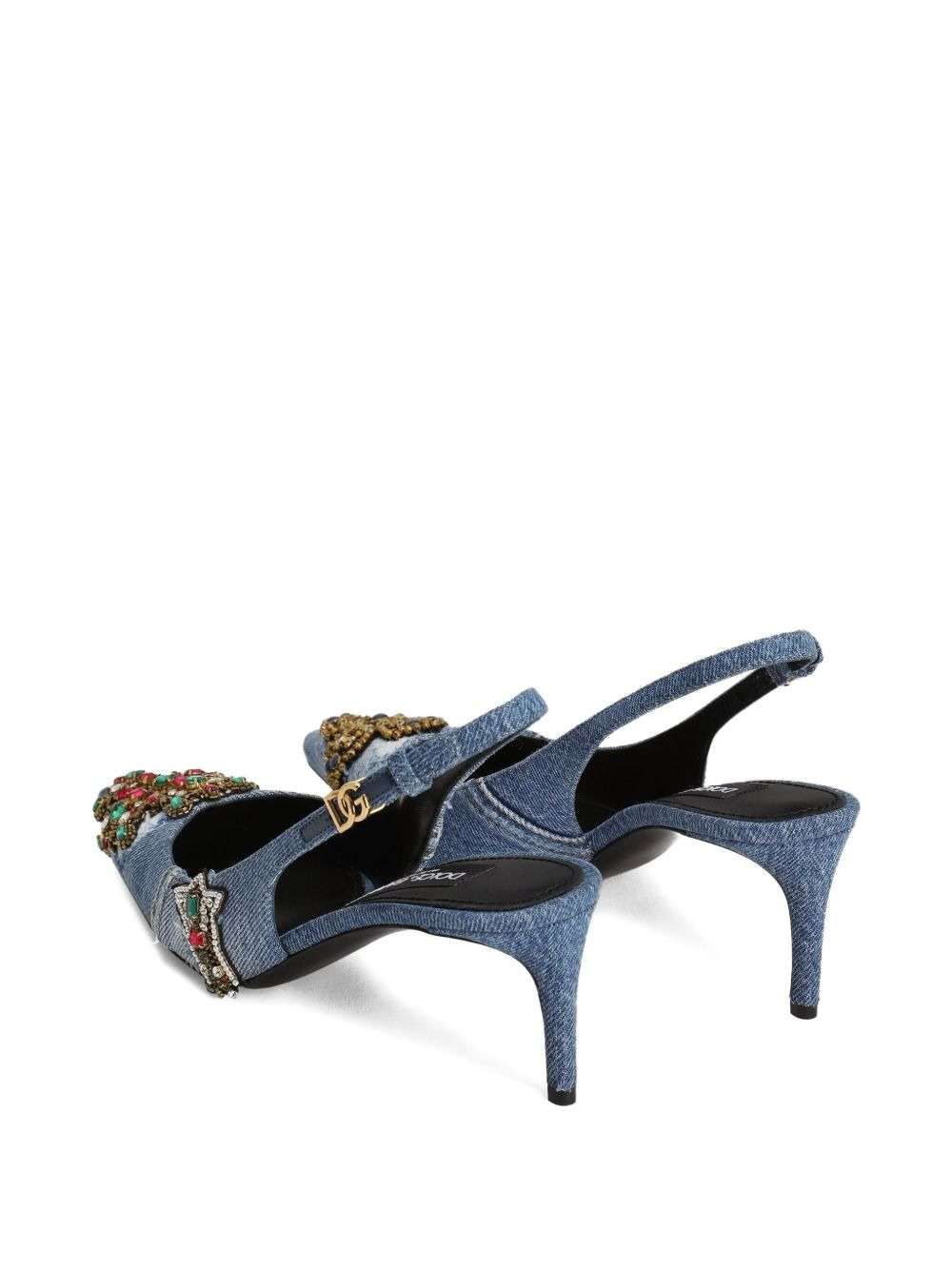 60mm embellished denim pumps - 4