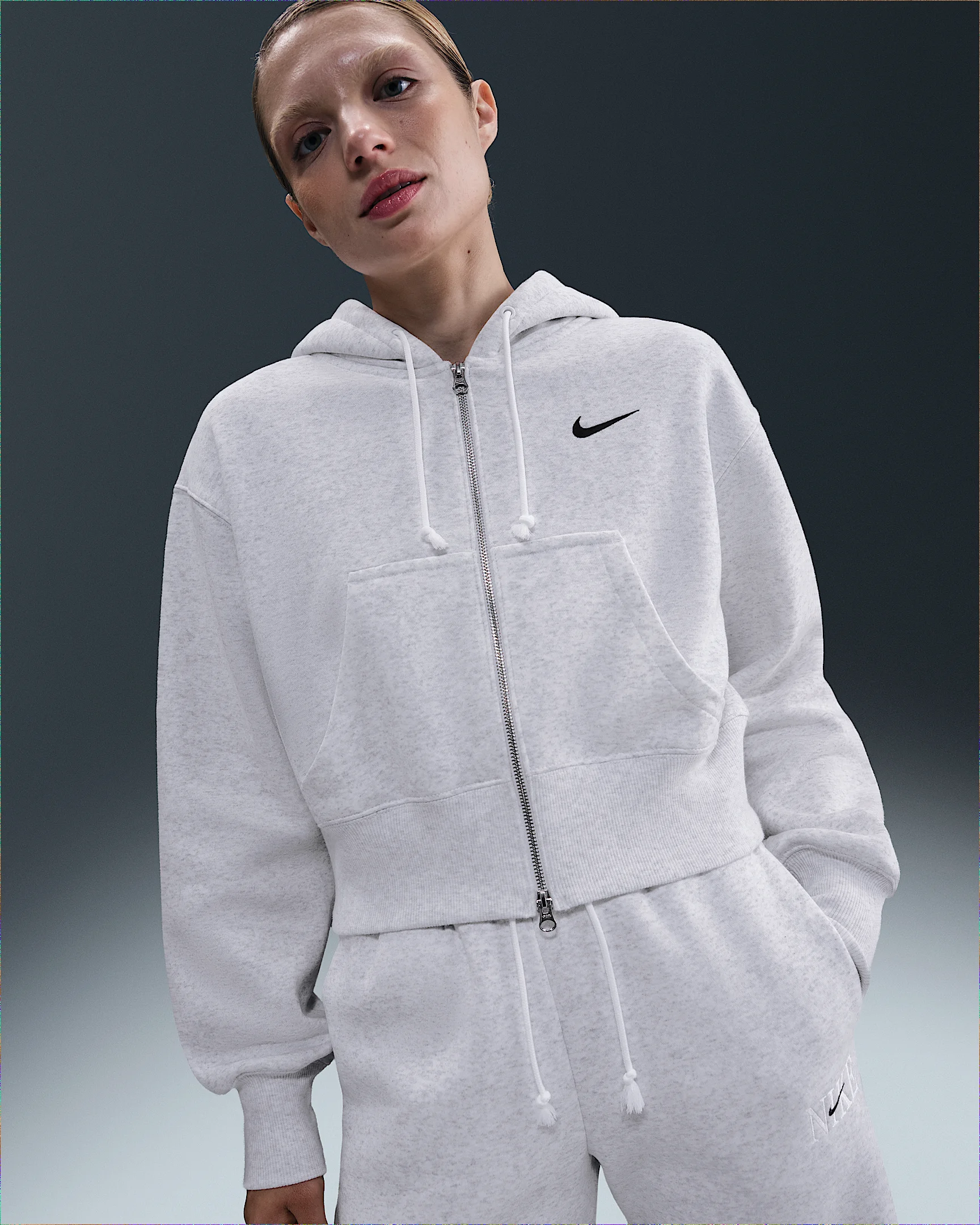Nike Sportswear Phoenix Fleece Women's Loose Full-Zip Cropped Hoodie - 1