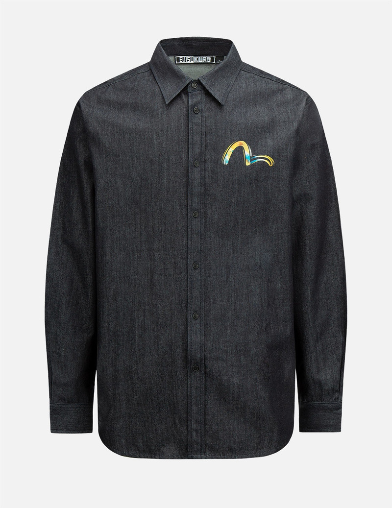 Smoky Hannya Skull Print Denim Shirt 1