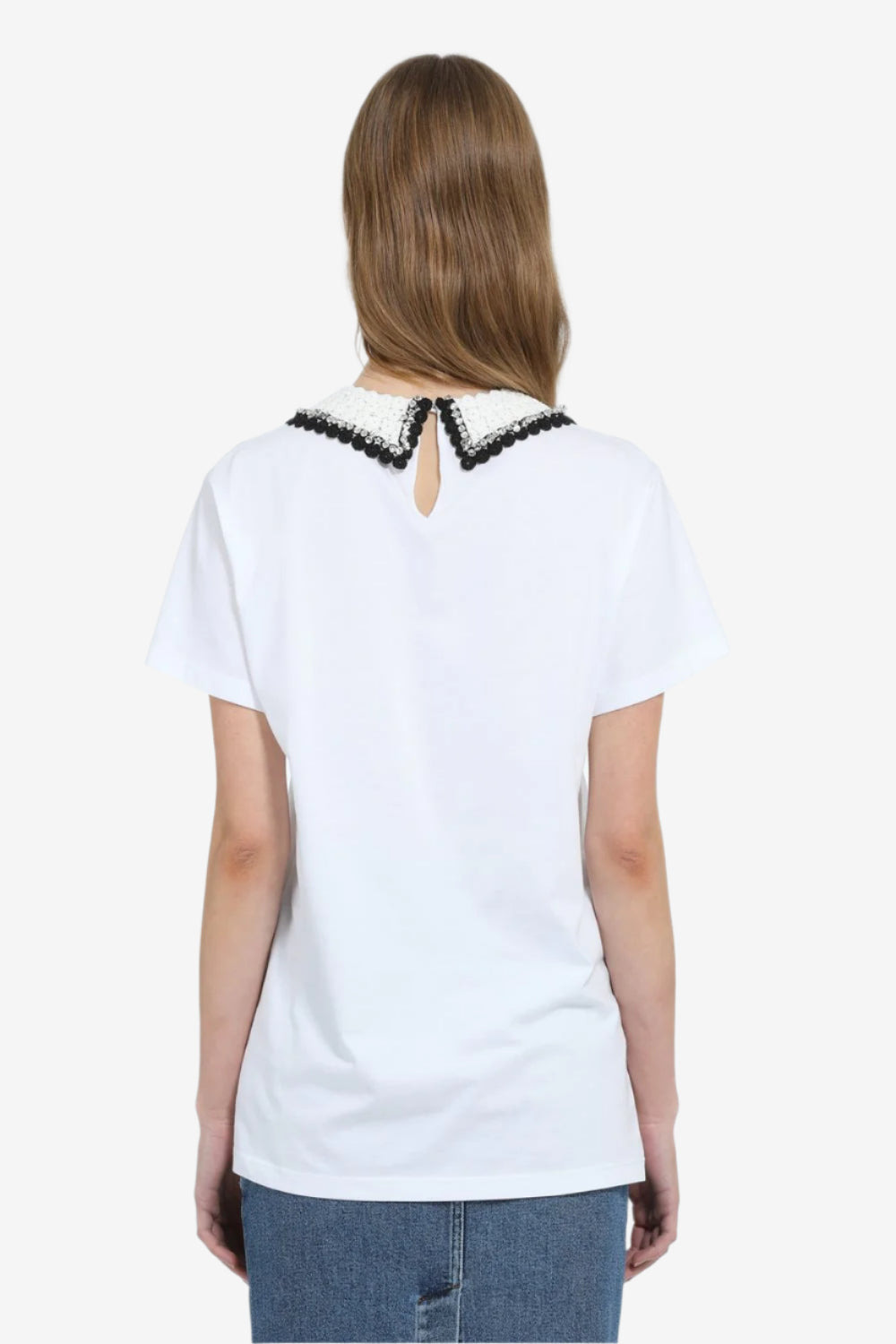T-SHIRT WITH EMBROIDERED COLLAR - 2