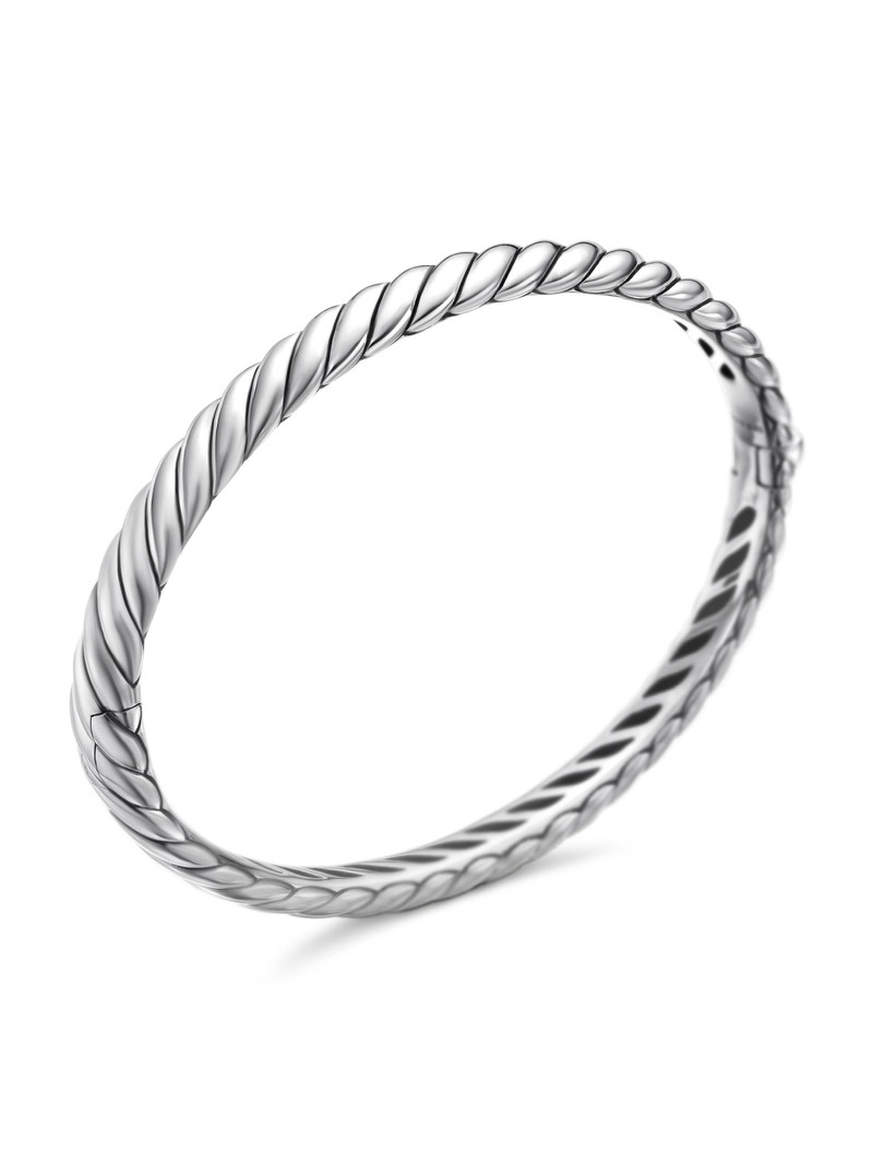 Women's Sculpted Cable Bangle Bracelet in Sterling Silver, 7mm - Sterling Silver 3