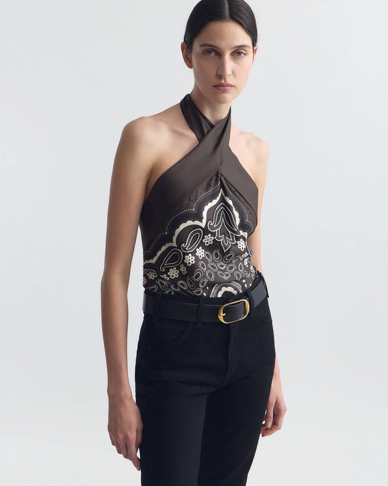 NILI LOTAN SOLAL SILK HALTERNECK TOP outlook