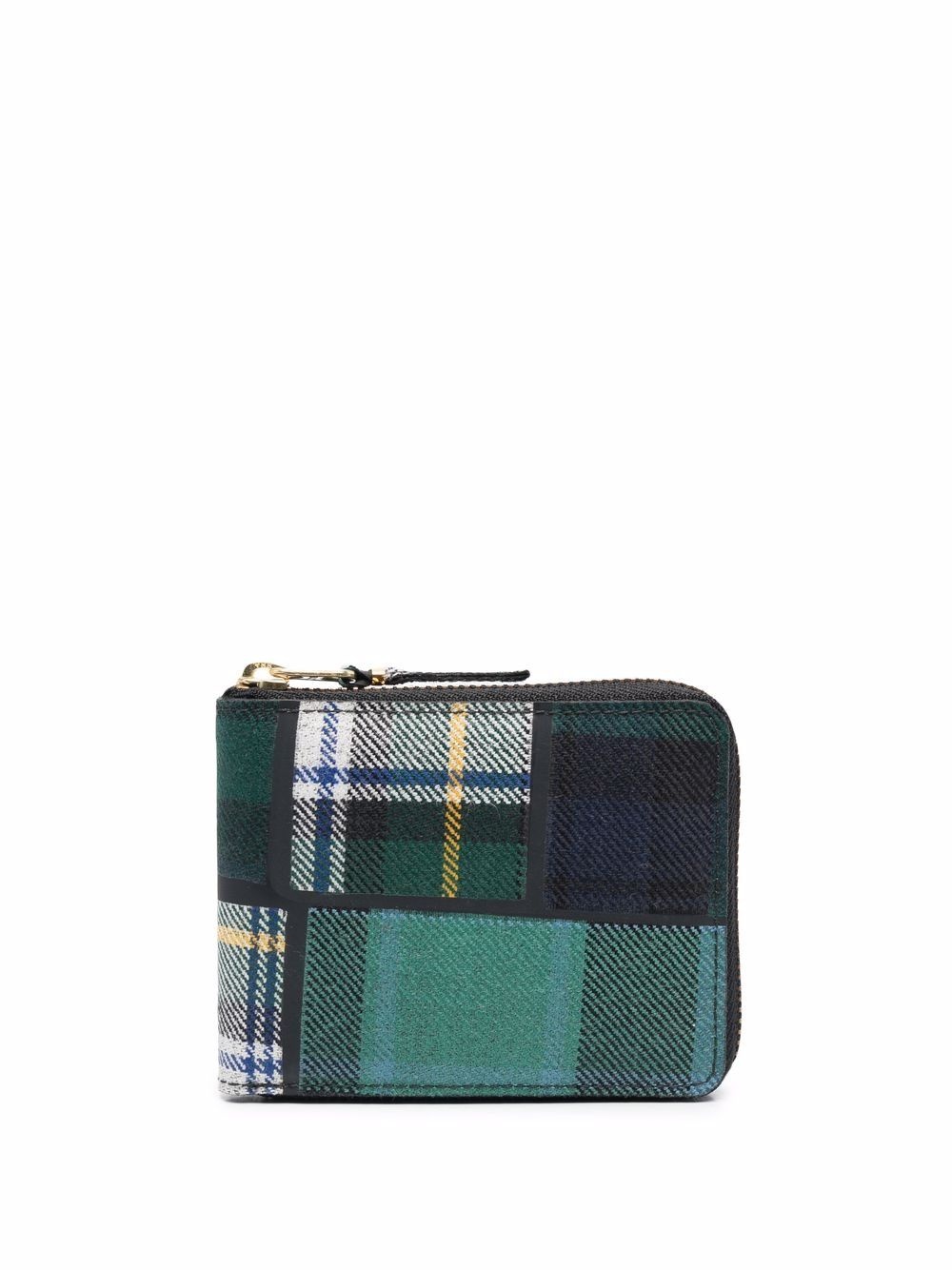 tartan-print zip-up wallet - 1