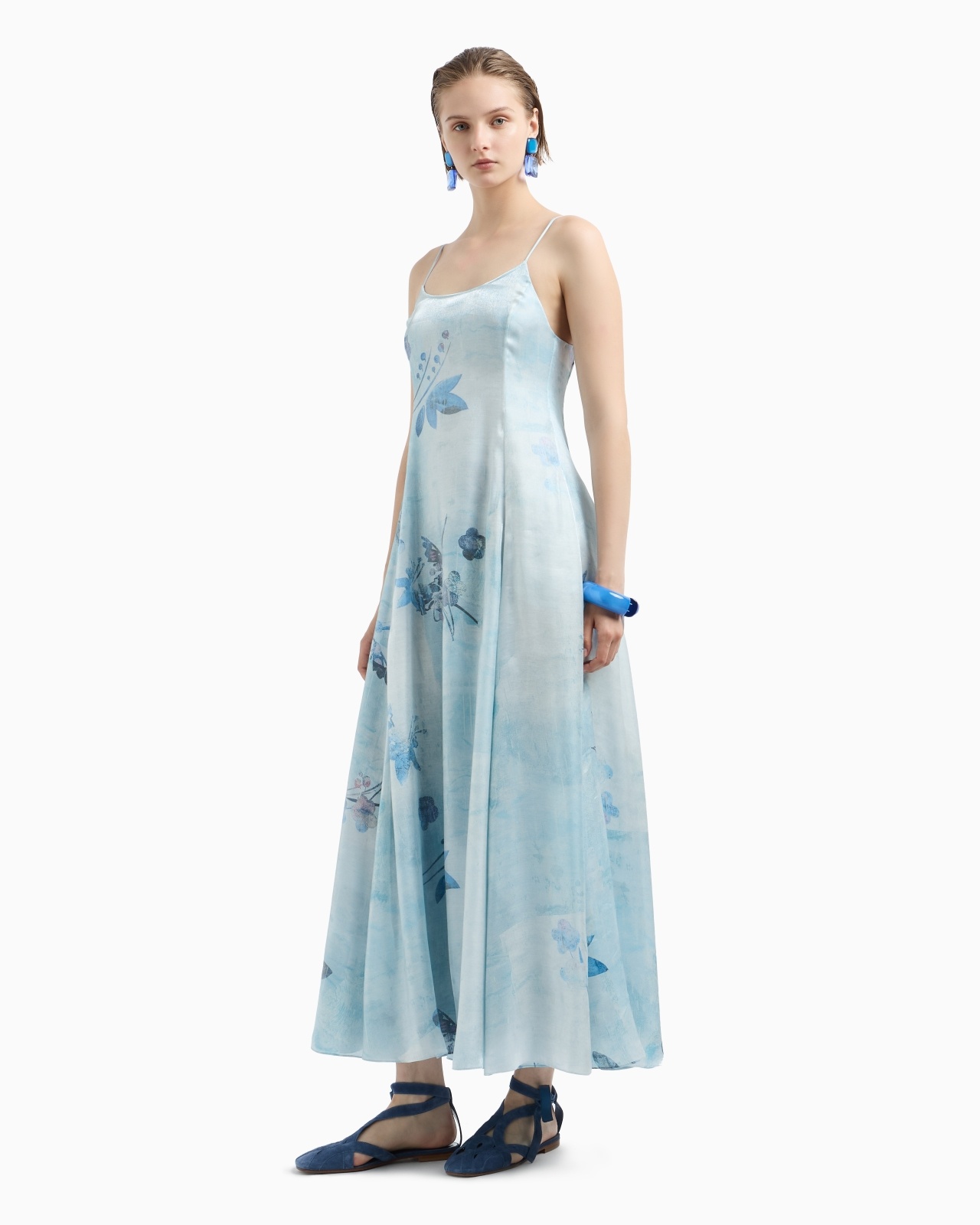 LONG DRESS IN TRILOBAL FABRIC WITH BATIK FLOWER PRINT - 4
