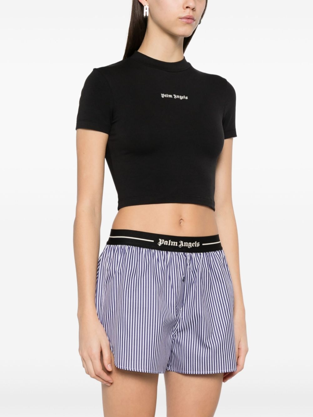 embroidered-logo cropped T-shirt - 3