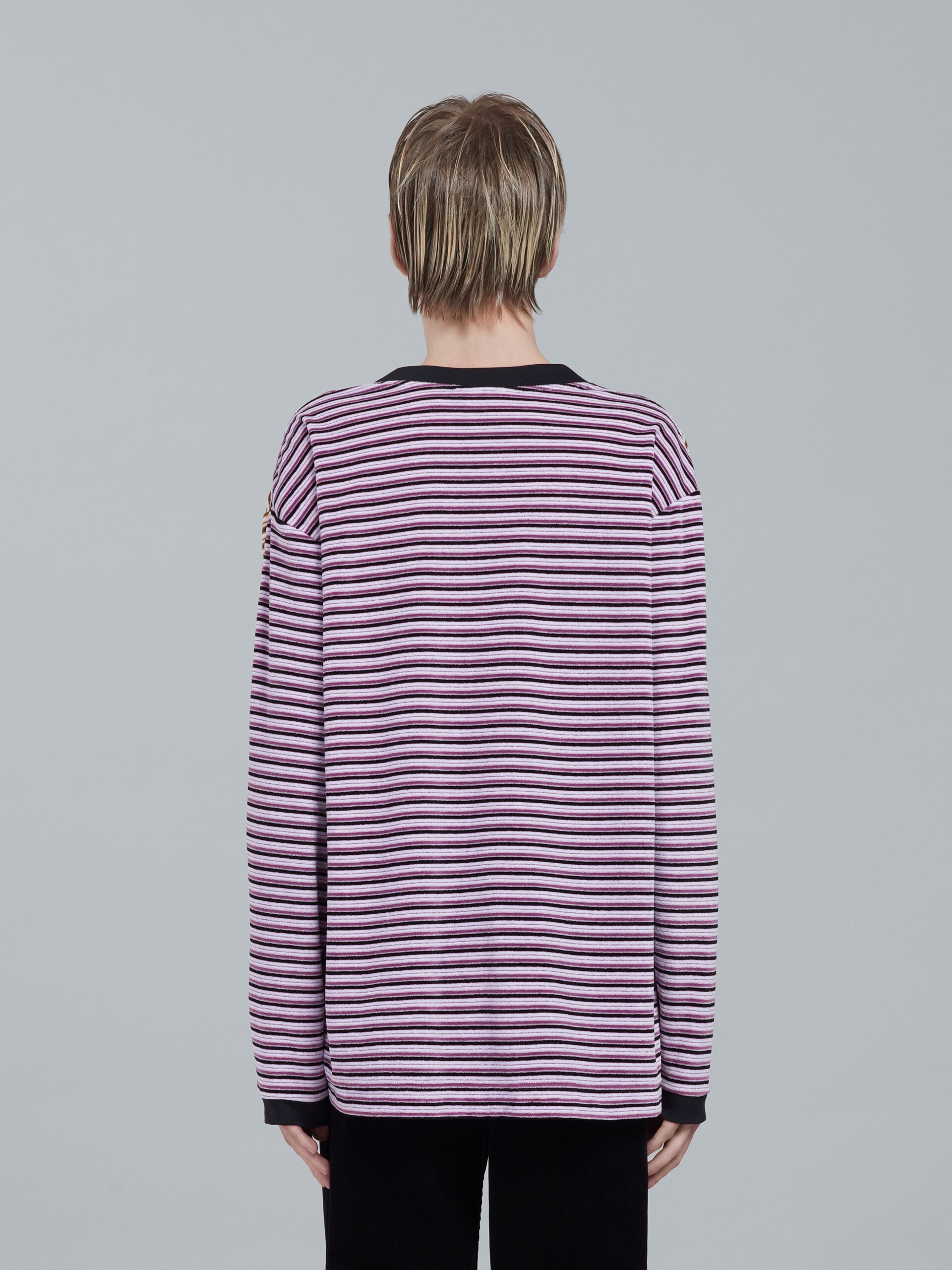 STRIPED VELOUR LONG-SLEEVED T-SHIRT - 3