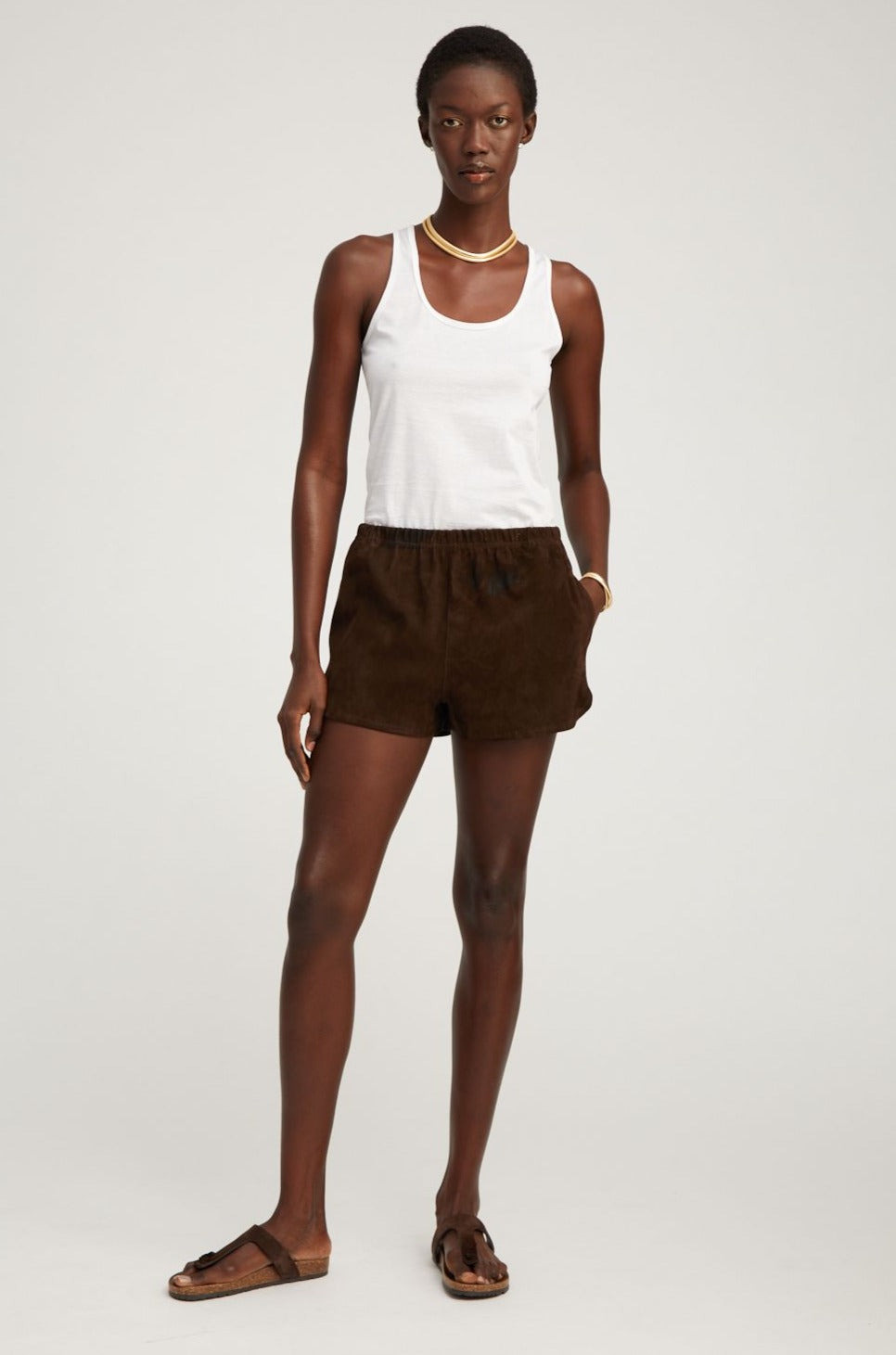 AMERICANO SUEDE SLIP ON SHORTS - 3