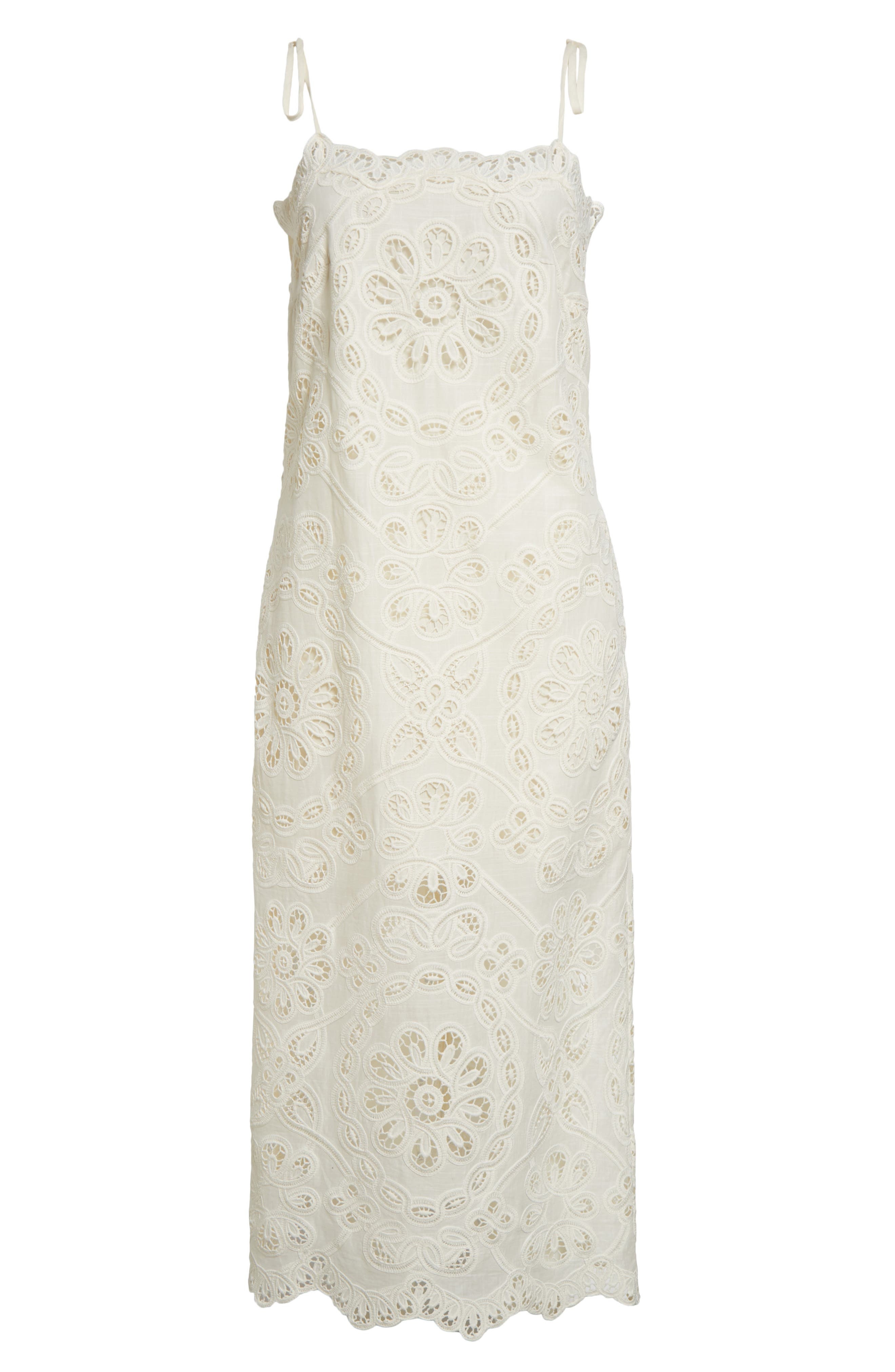 Zimmermann Rhiannon Guipure Lace Trim Cotton Midi Dress in Ivory at Nordstrom - 5