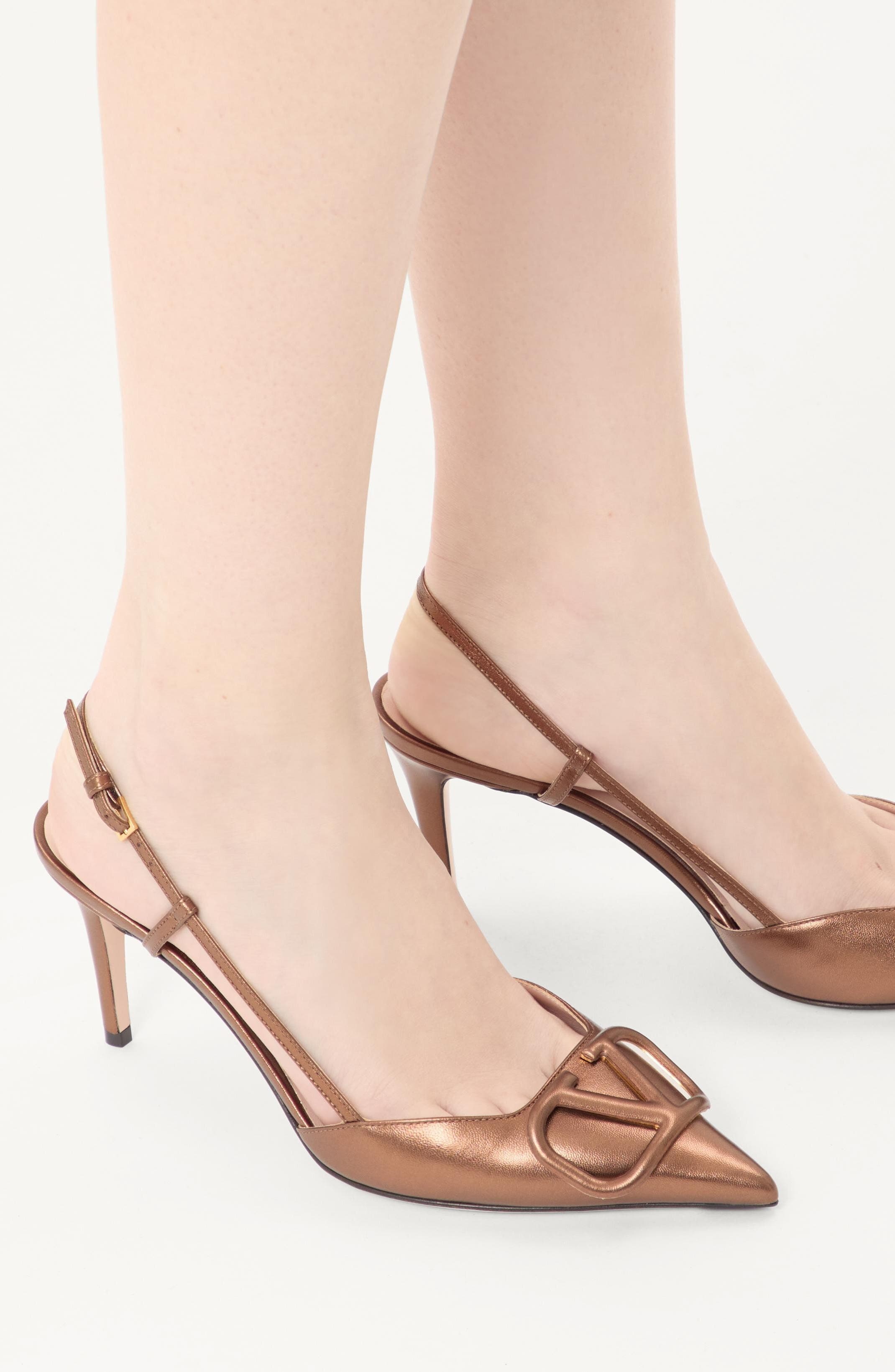 Valentino Garavani VLOGO Signature Metallic Slingback Pump in Bronze at Nordstrom - 2