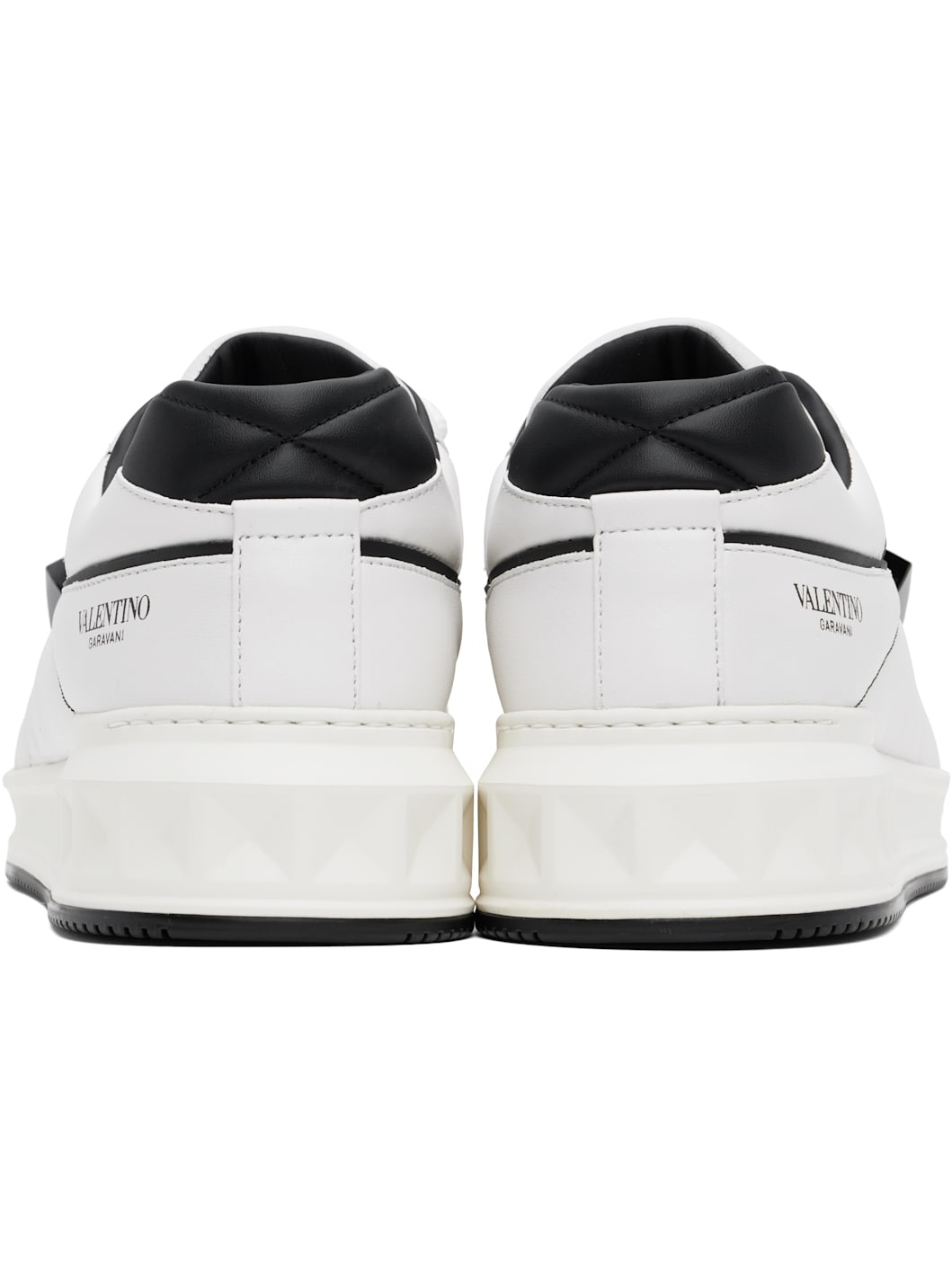White & Black One Stud Low-Top Nappa Sneakers - 2