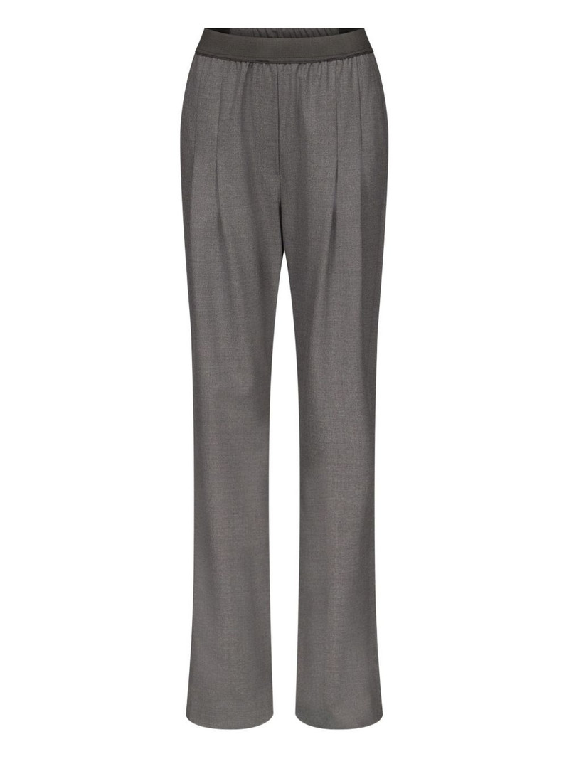 pleated elasticated-waist straight trousers 1