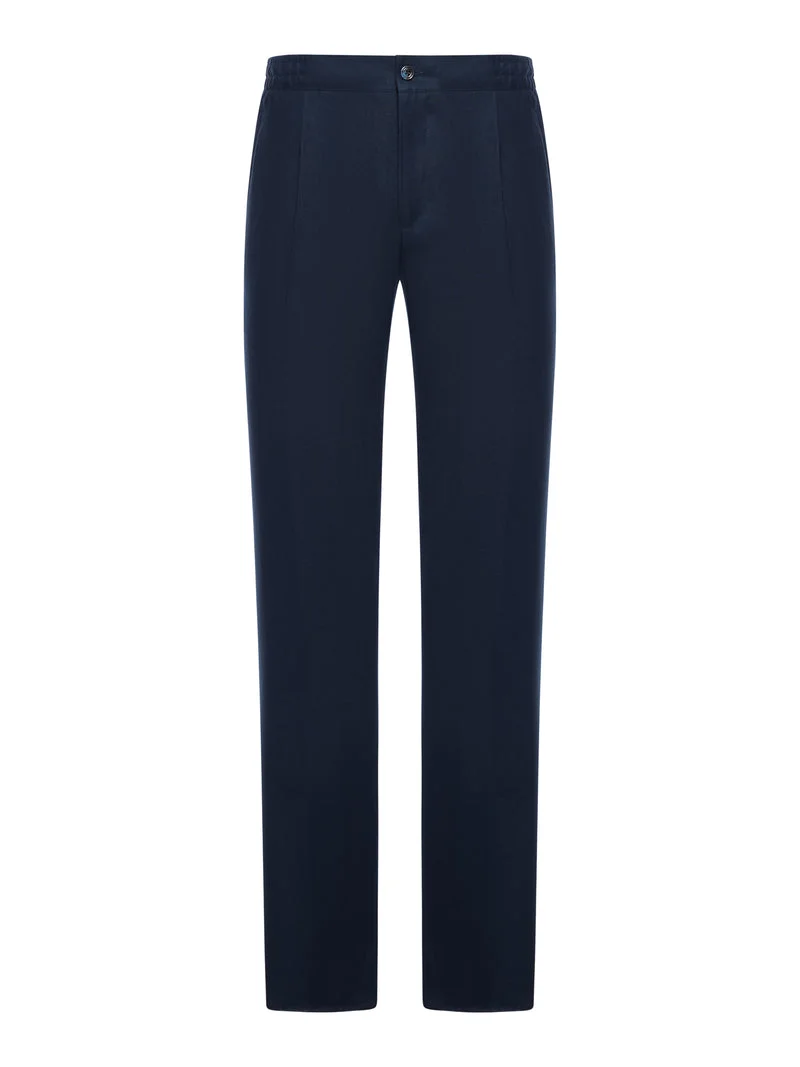Kiton Men Straight Fit Linen Trousers With Elastic Waist - 1