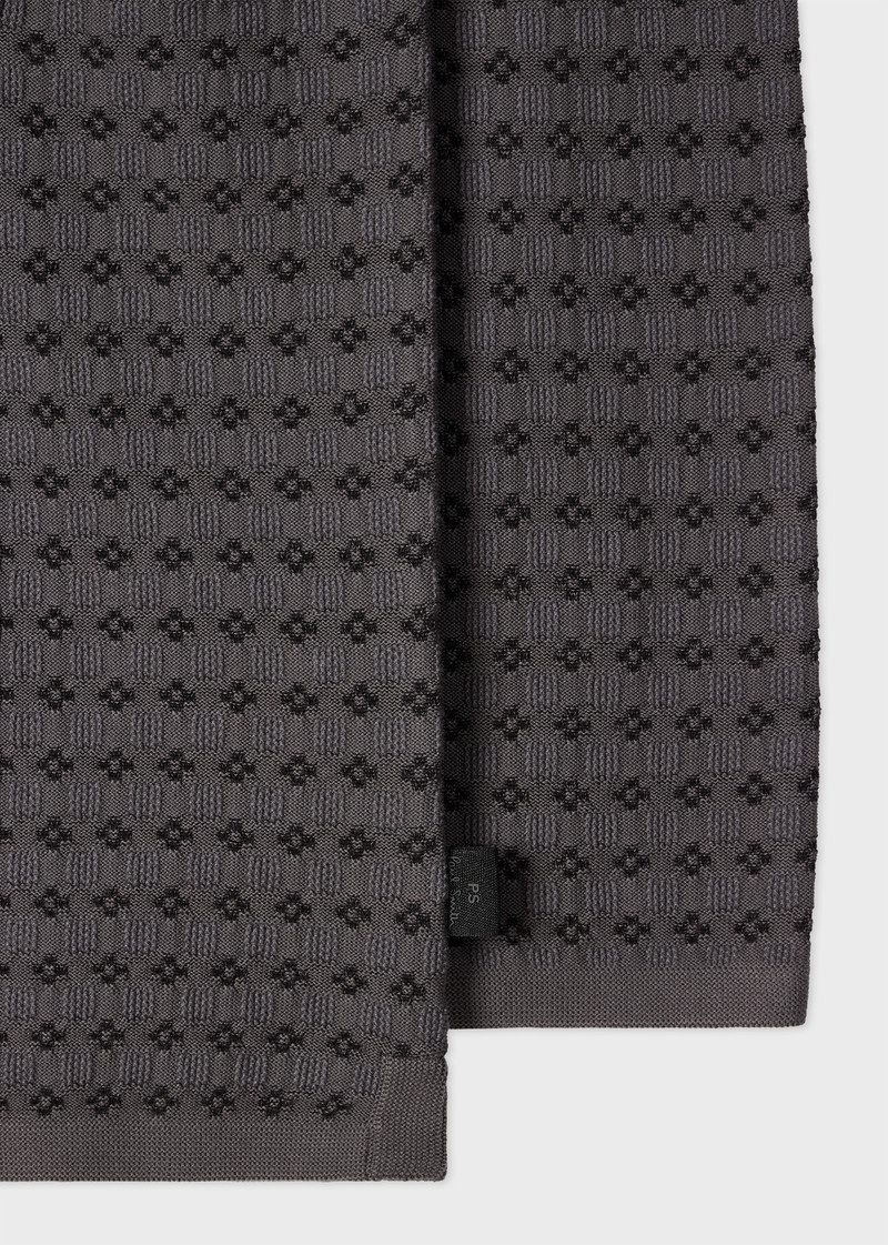 Paul Smith Grey 'Geo Tile' Knitted Cotton Collared Cardigan outlook