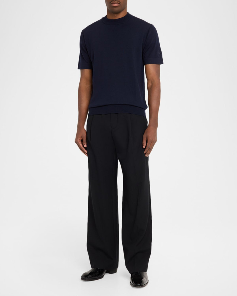 Balmain Men & apos;s Embroidered Logo Wool Knit Short-Sleeve Sweater outlook