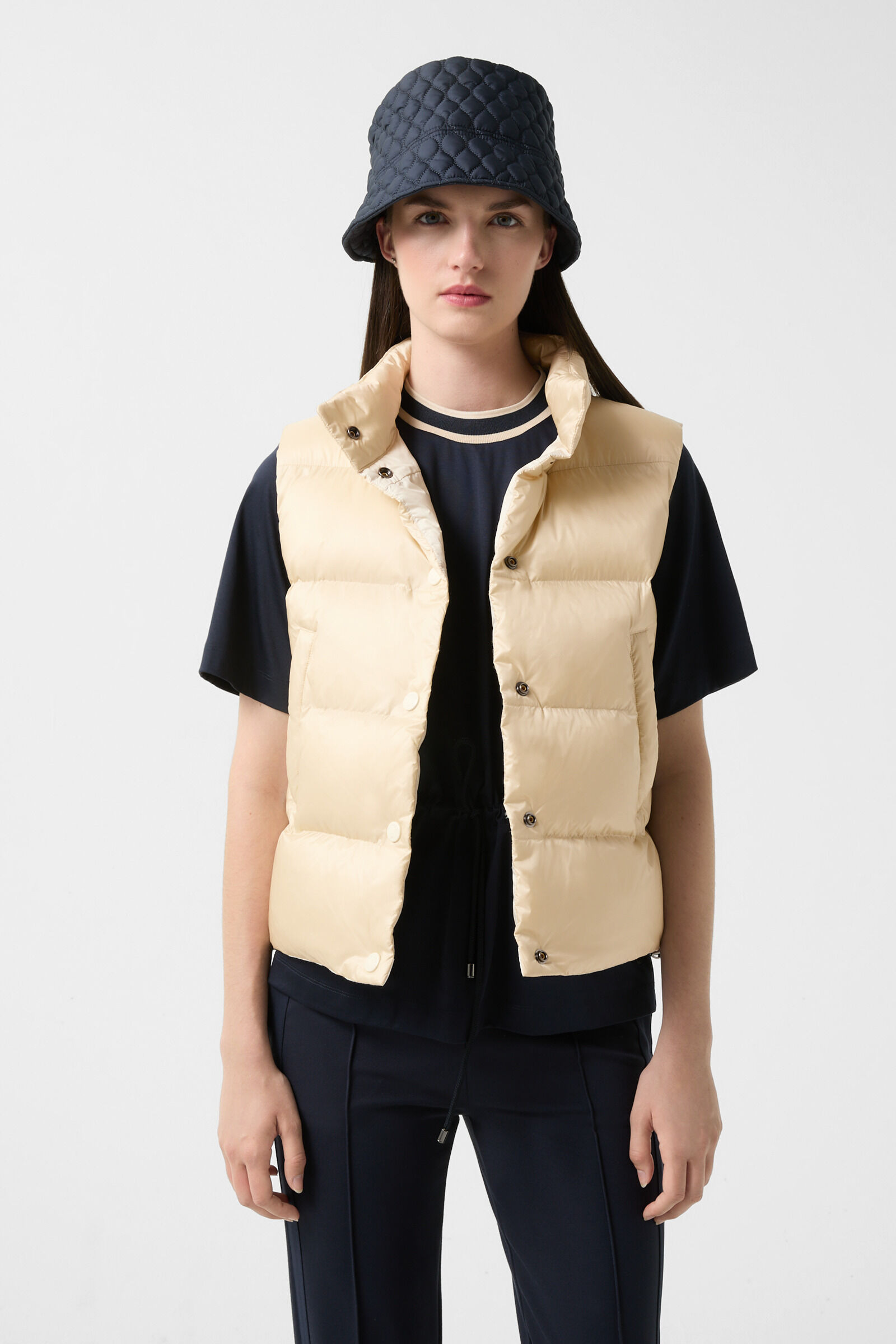 Orely lightweight down vest in Beige - 2