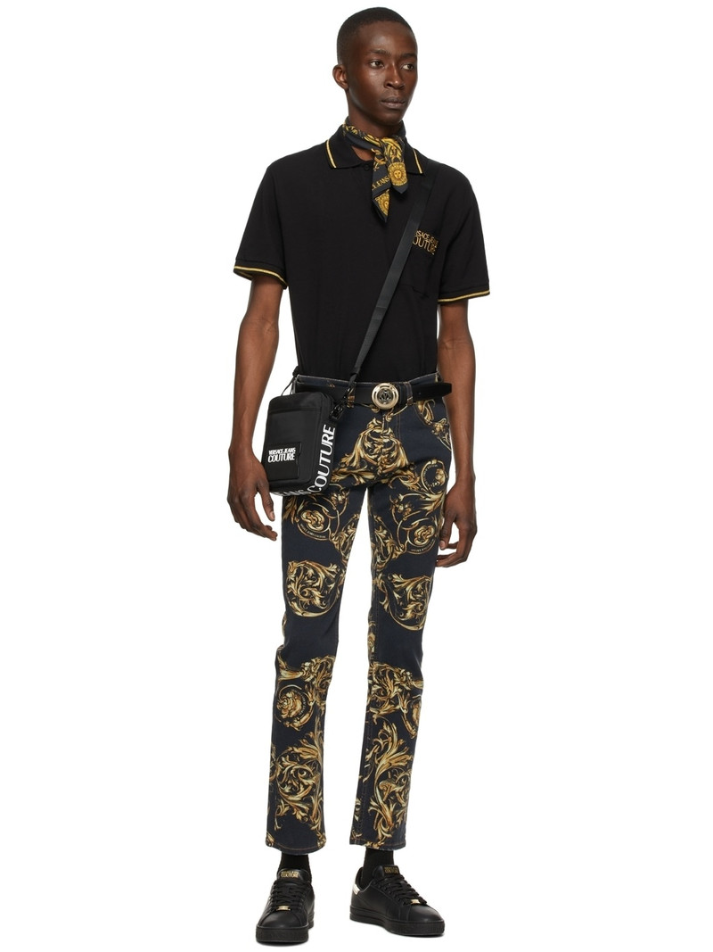 VERSACE JEANS COUTURE Black Logo Crossbody Bag outlook