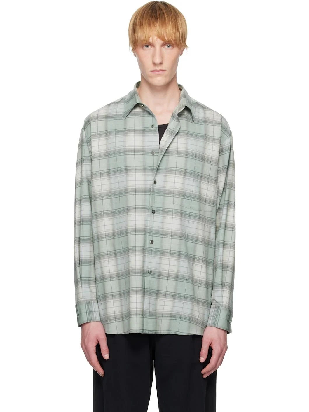 Blue Super Light Wool Check Shirt - 1