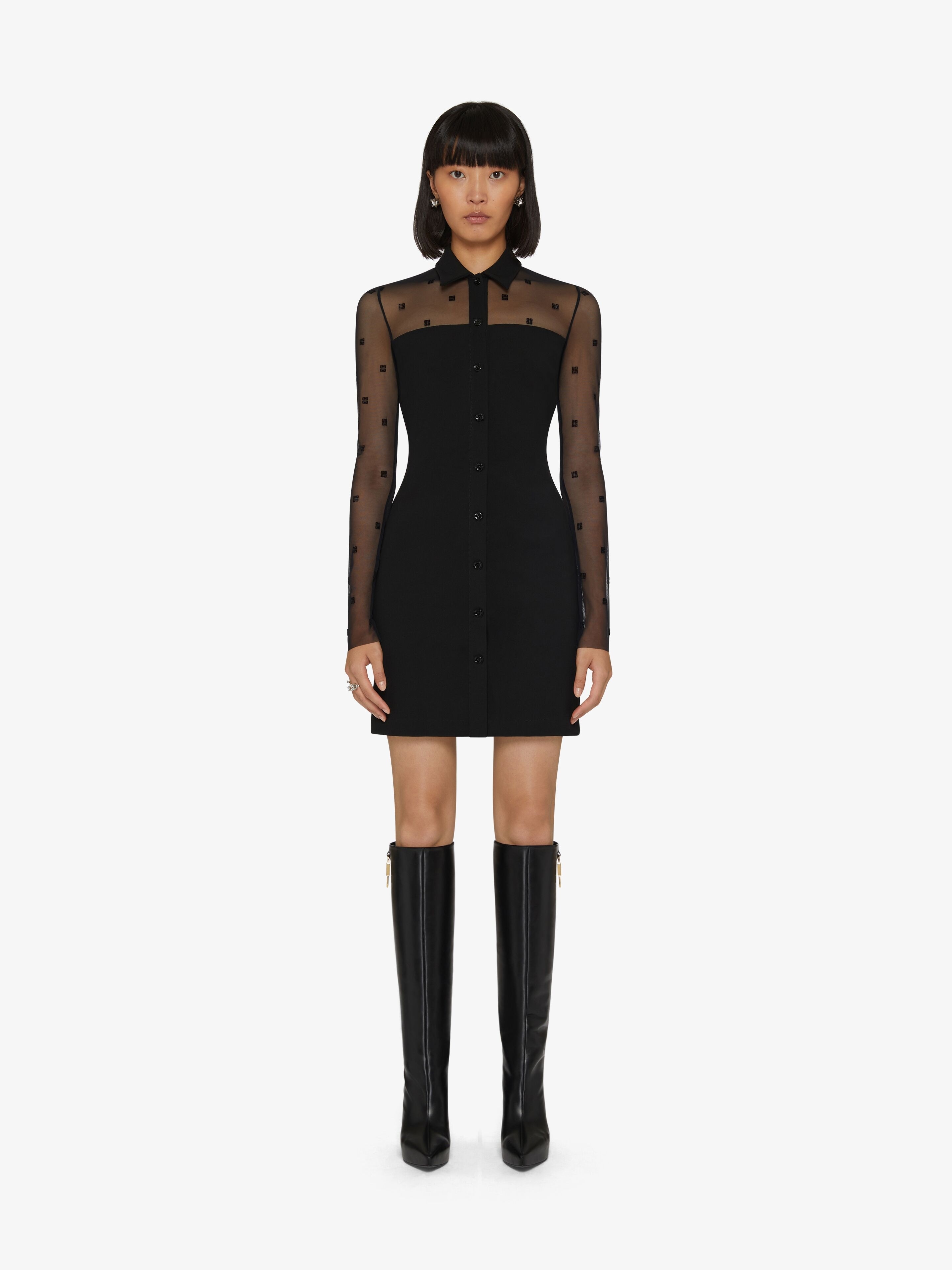 SHIRT DRESS IN BI-MATERIAL 4G PATTERN - 2