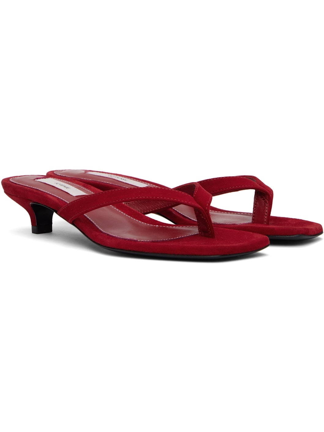 Red Suede Heeled Flip-Flops - 4