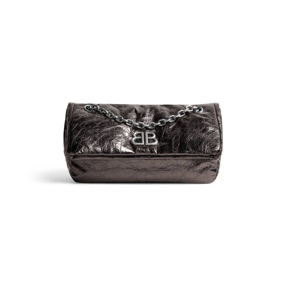 Women's Monaco Small Chain Bag Metallized in Dark Grey - 7