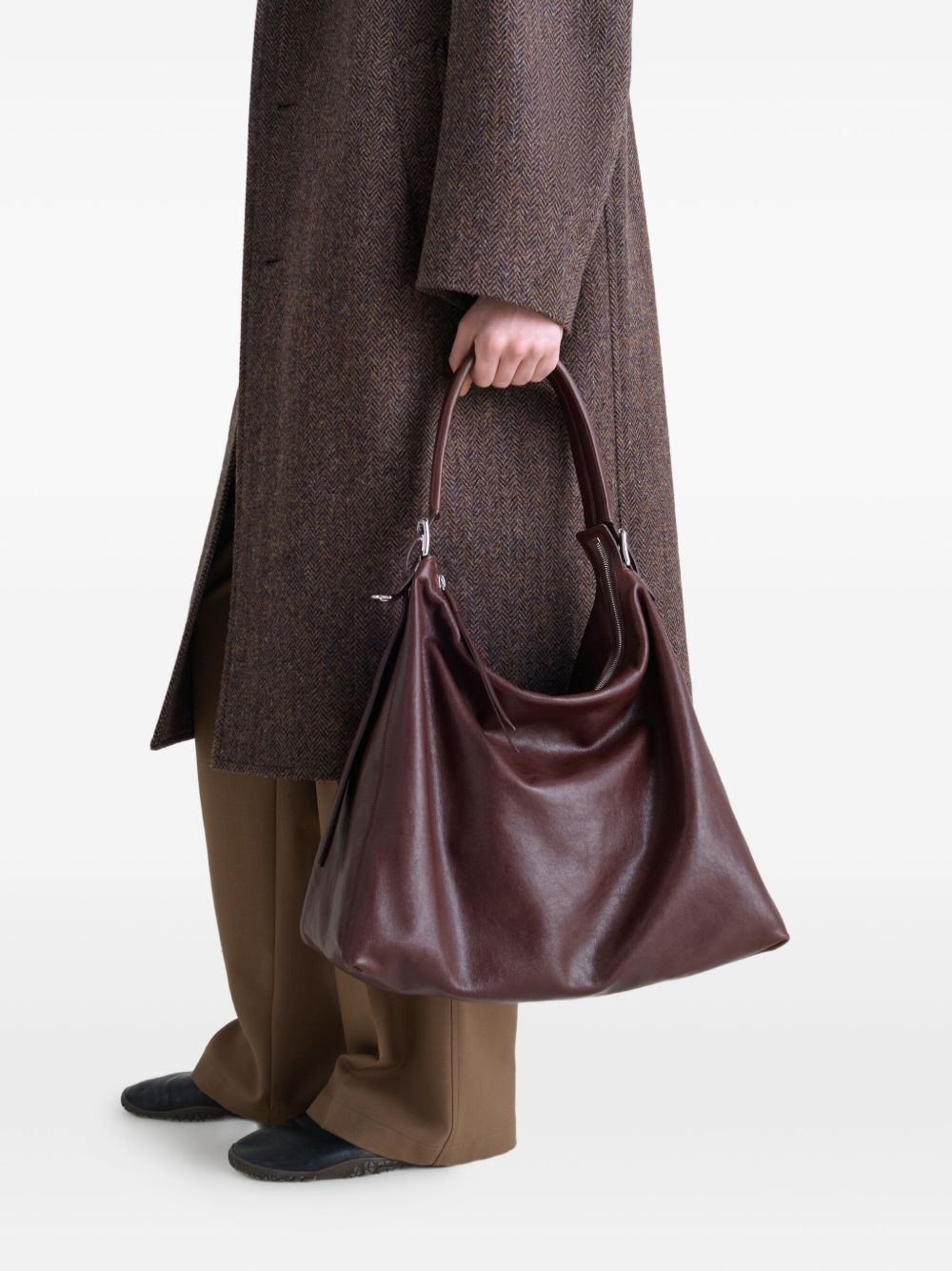 belted leather tote bag - 2