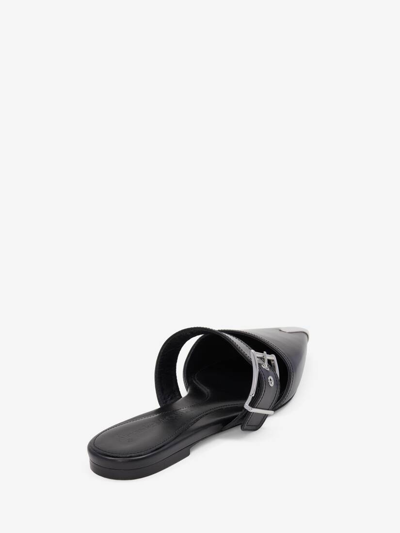 Punk Flat Mule in Black/silver - 3