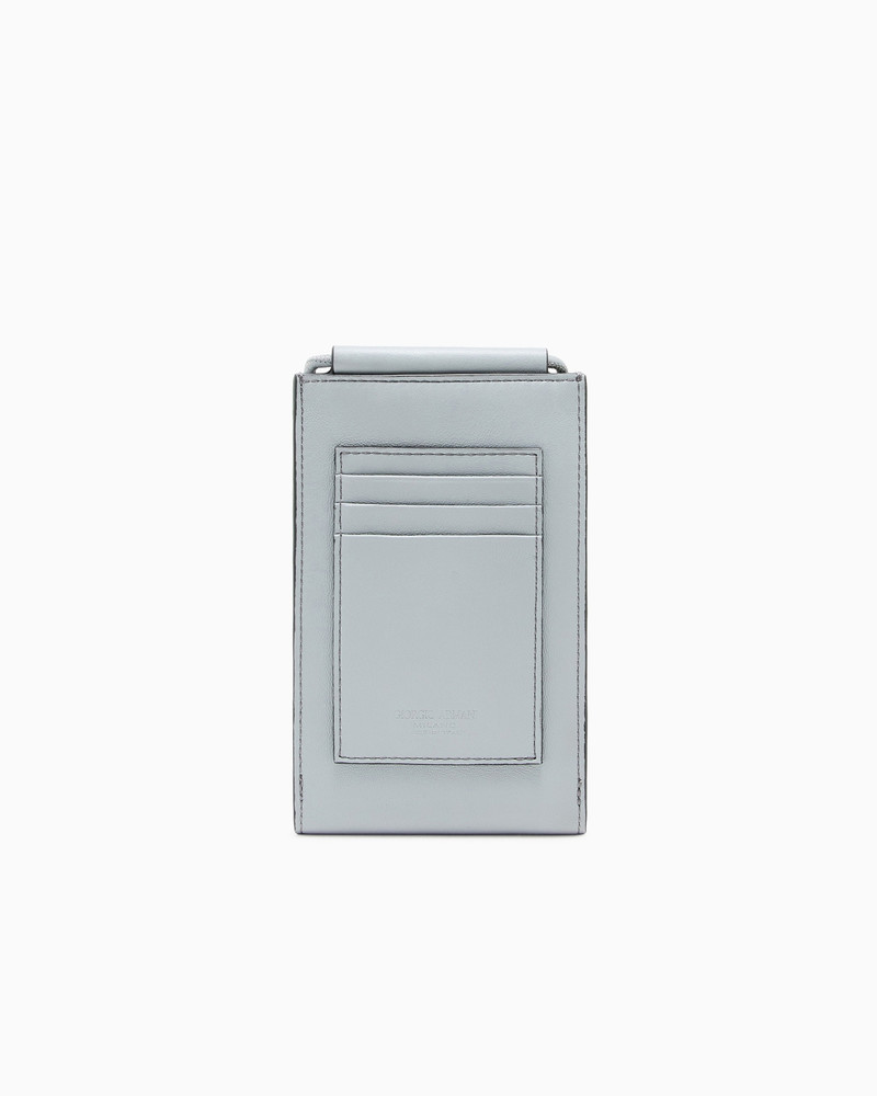 GIORGIO ARMANI CELL PHONE CASE IN SMOOTH LEATHER WITH STRAP AND CARD SLOTS outlook